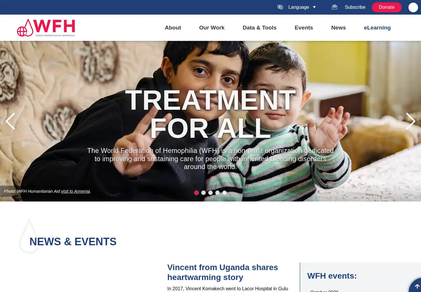 Captured homepage of wfh.org in the current scan