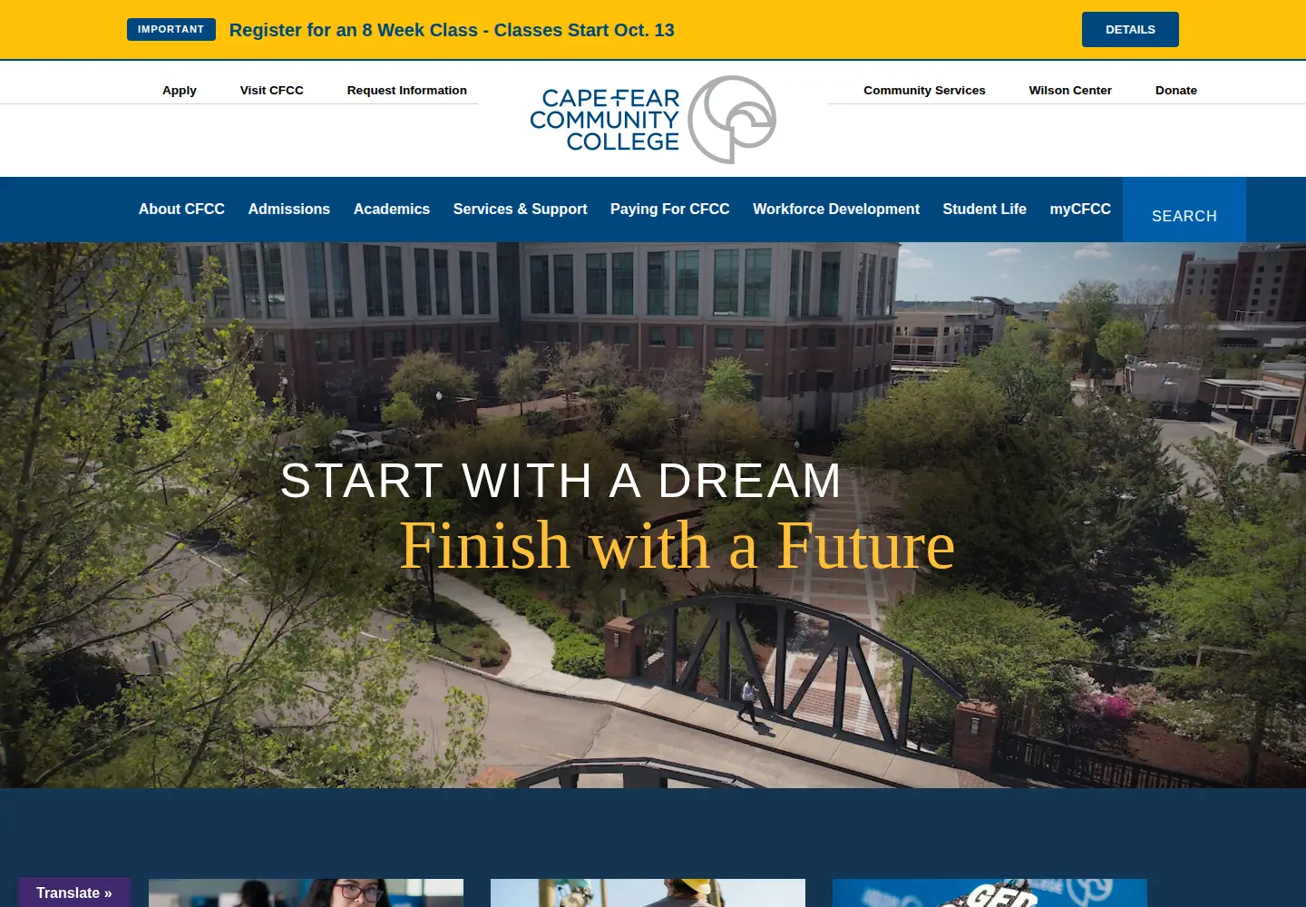 Screenshot of cfcc.edu