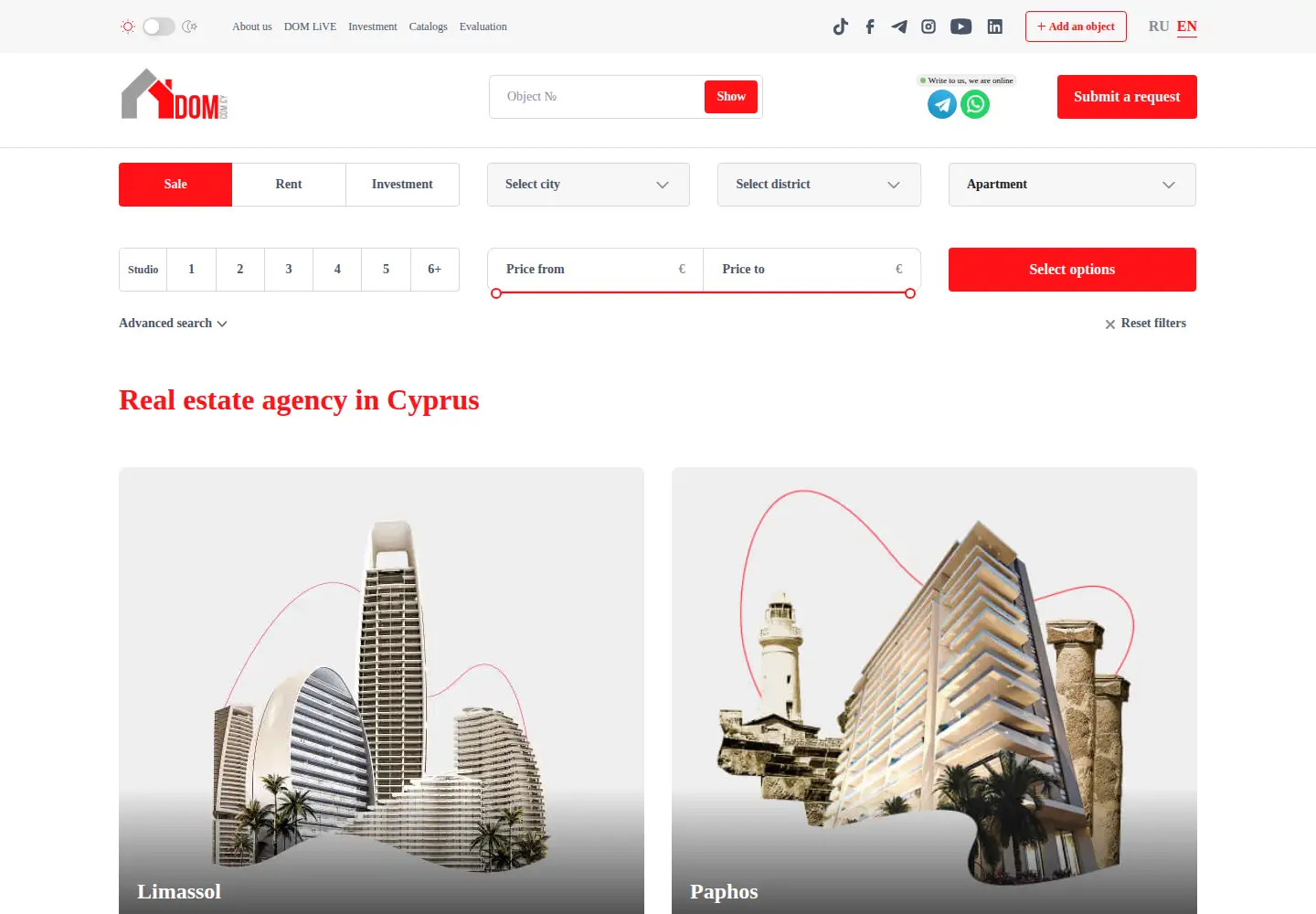 Screenshot of dom.com.cy
