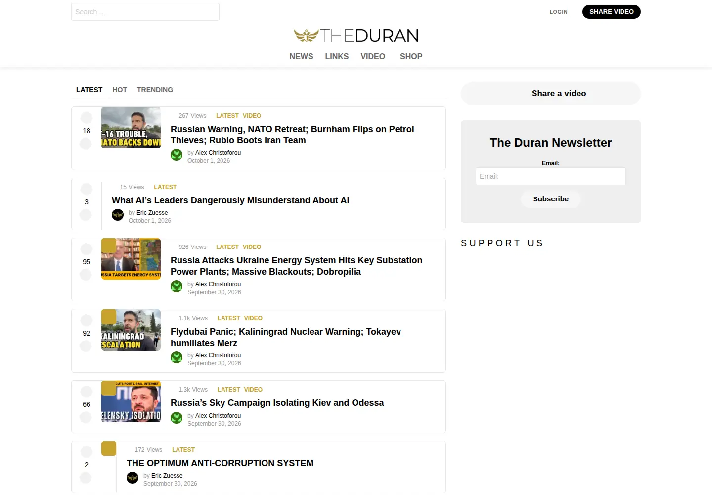 Screenshot of theduran.com