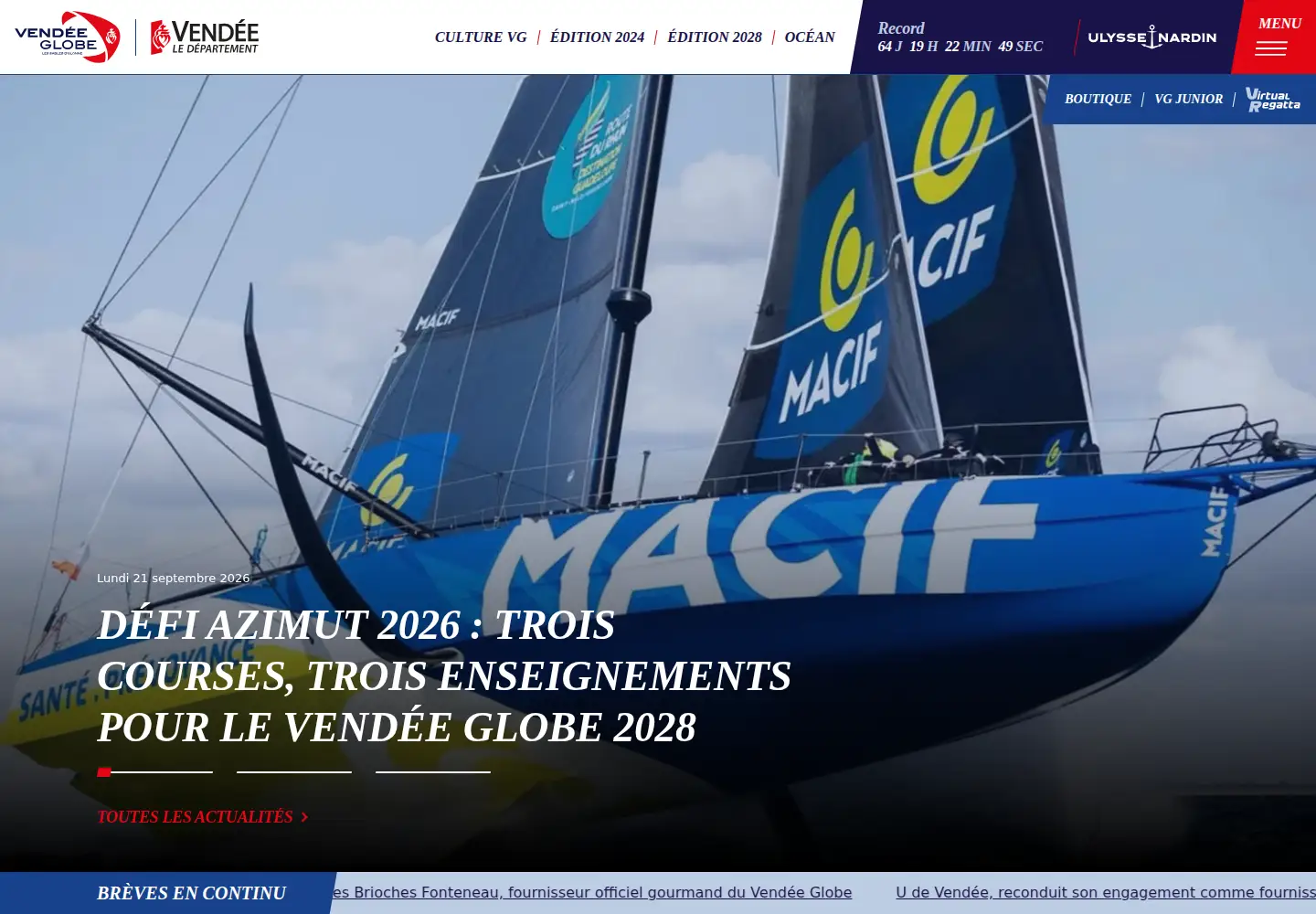 Screenshot of vendeeglobe.org