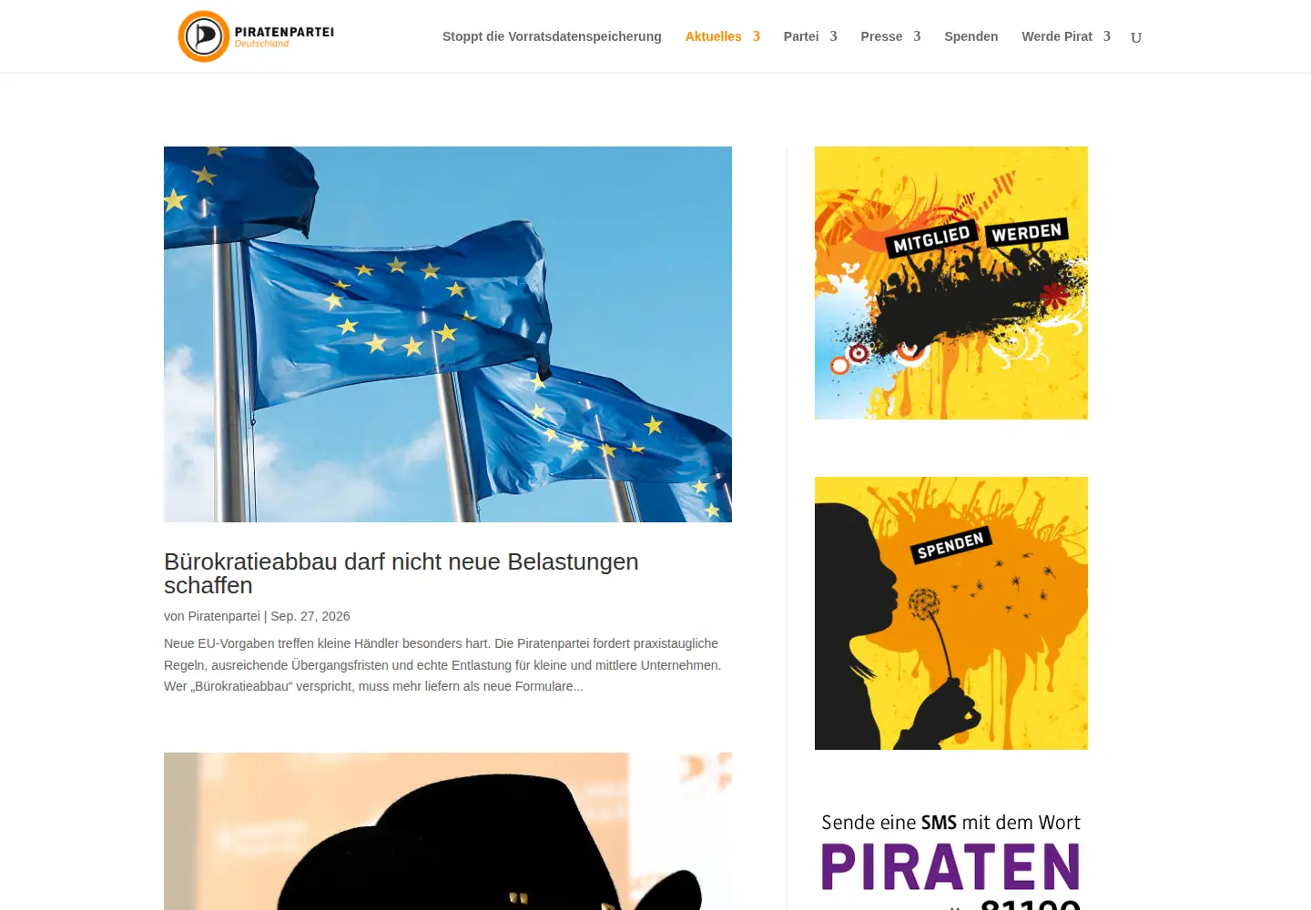 Screenshot of piratenpartei.de