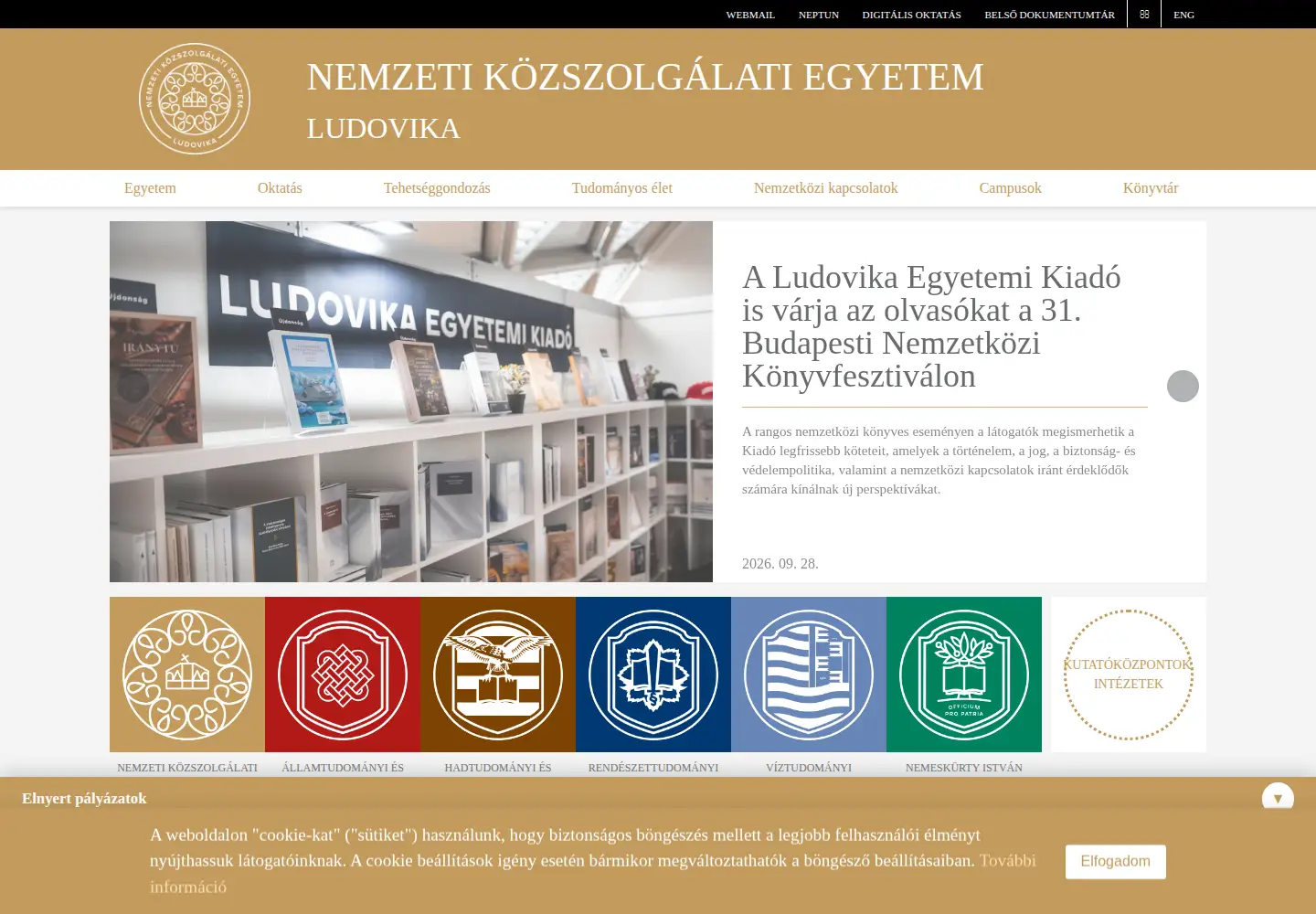 Screenshot of uni-nke.hu