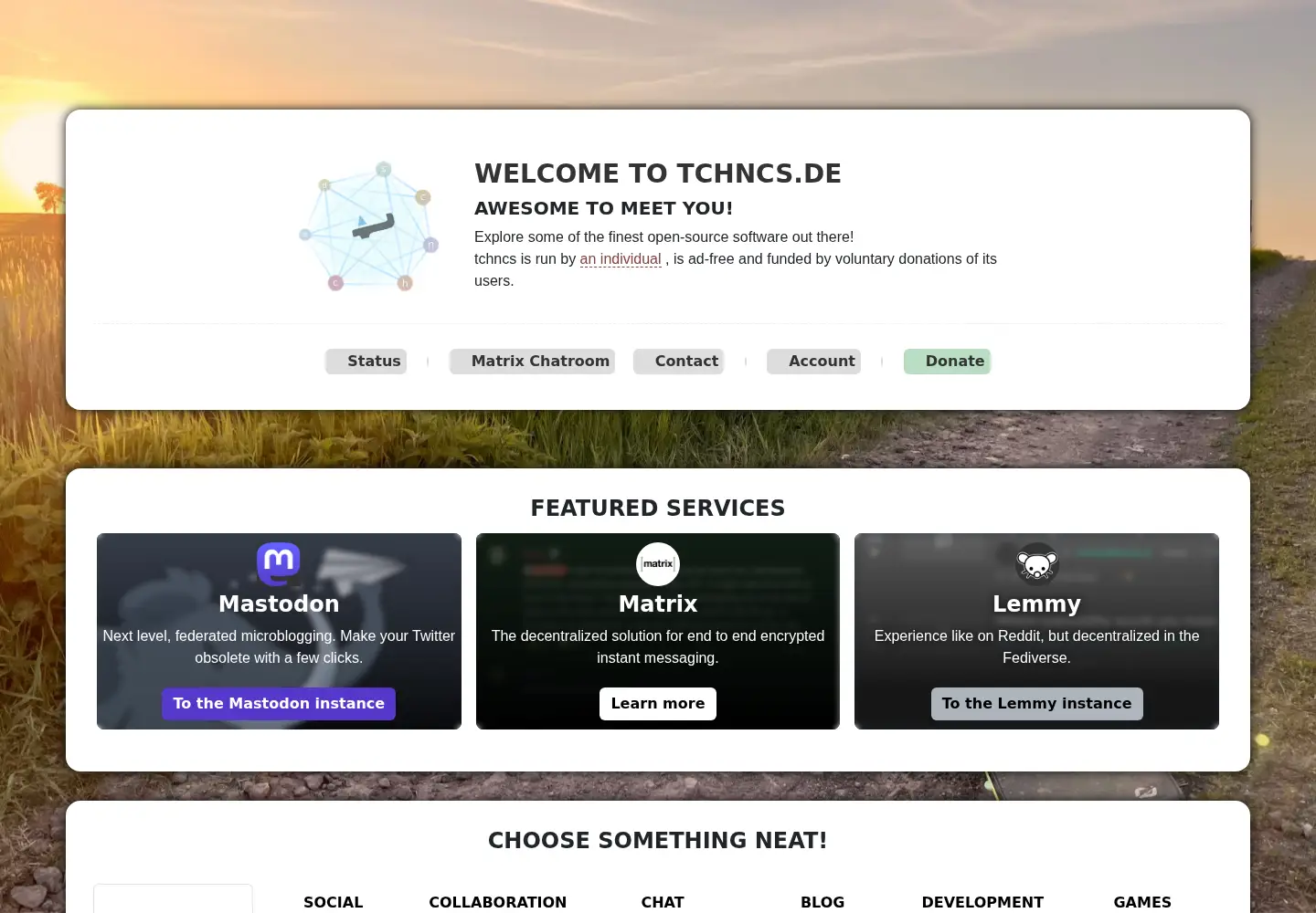 Screenshot of tchncs.de