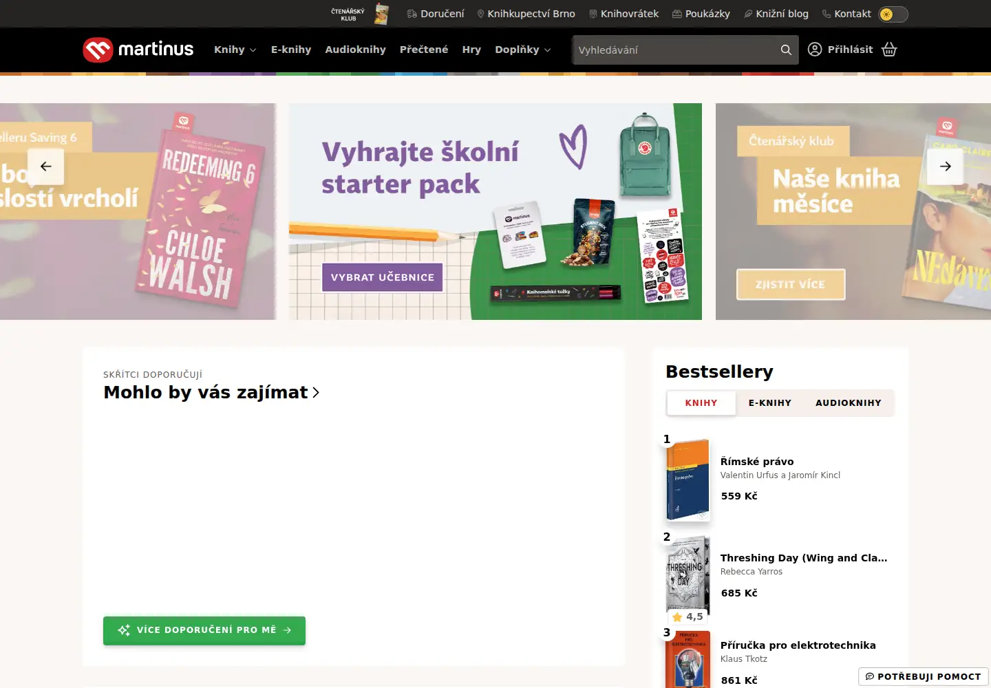Screenshot of martinus.cz