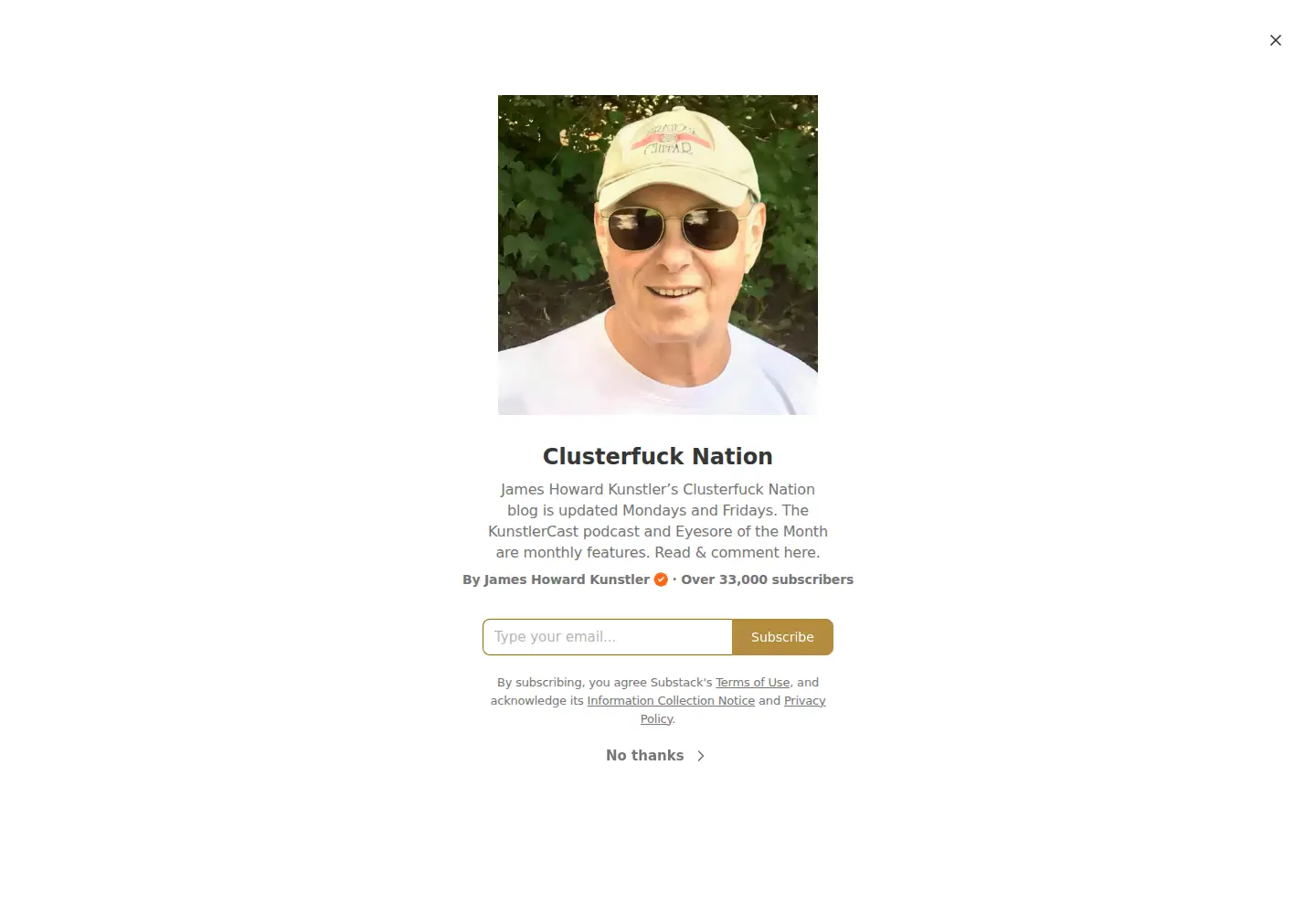 Screenshot of kunstler.com