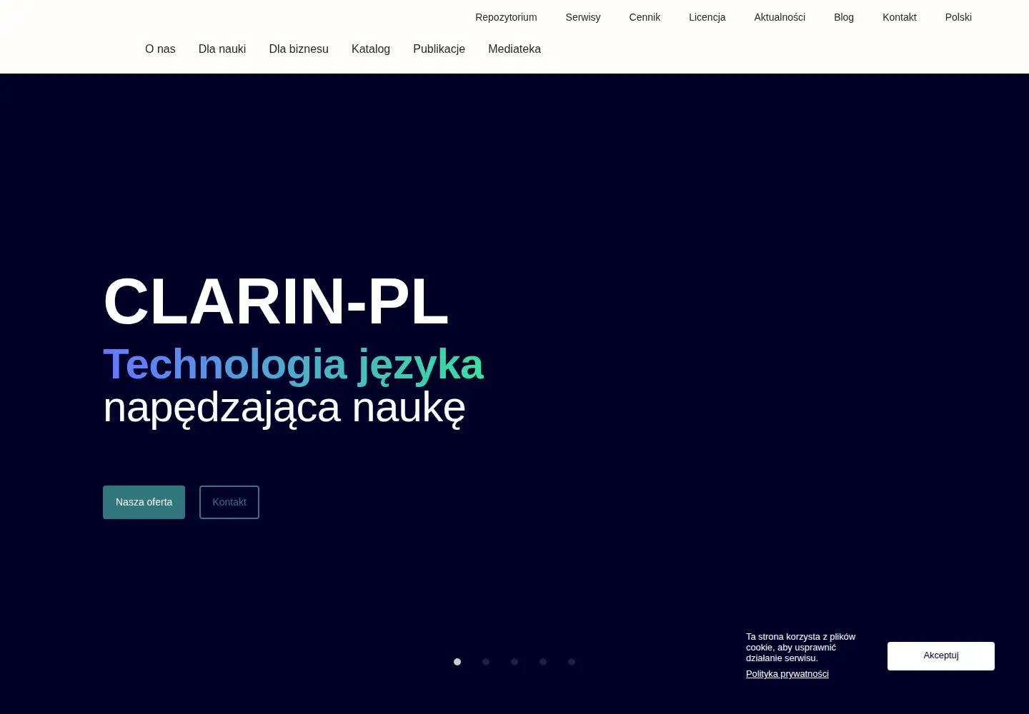 Screenshot of clarin-pl.eu