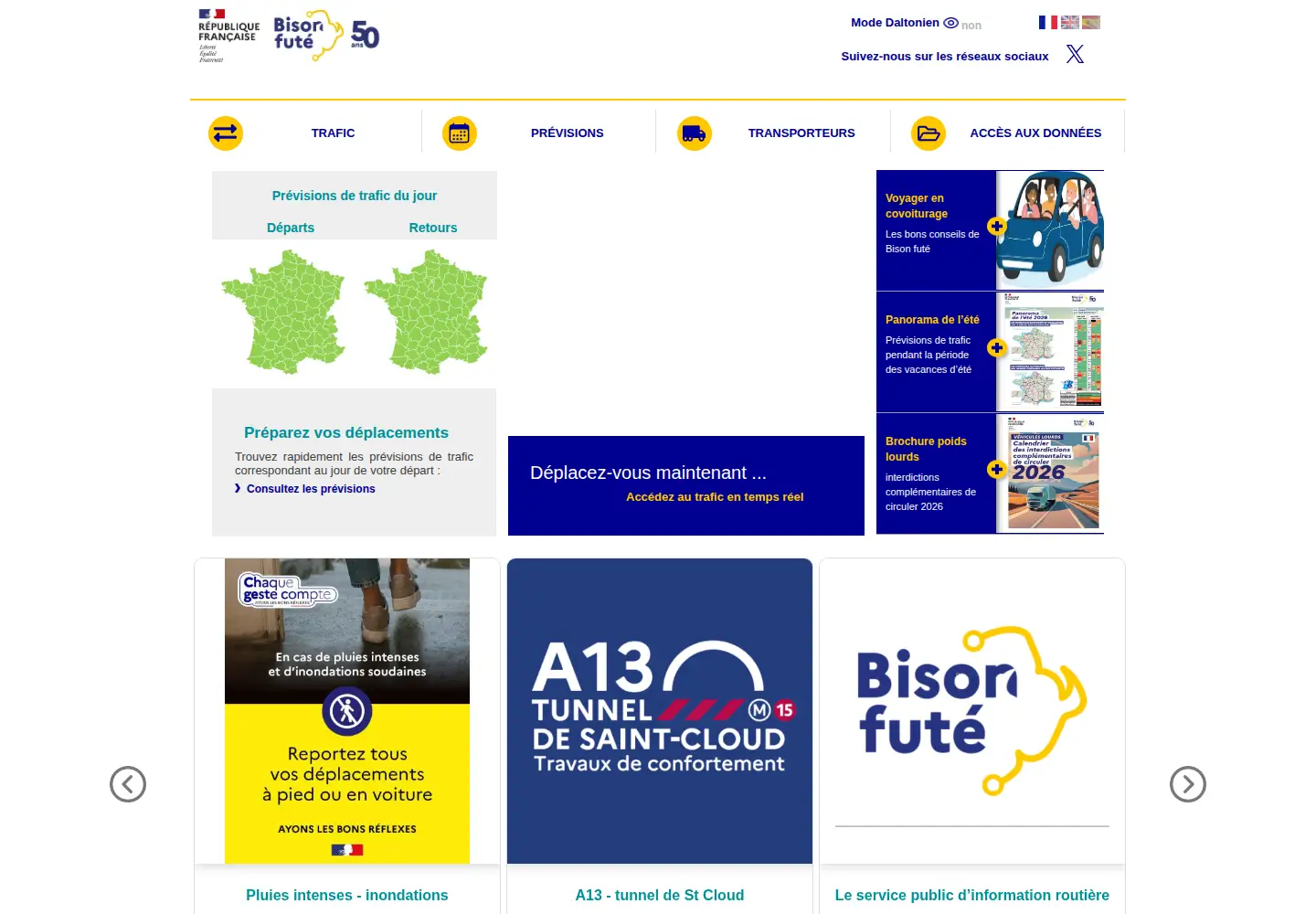 Screenshot of bison-fute.gouv.fr