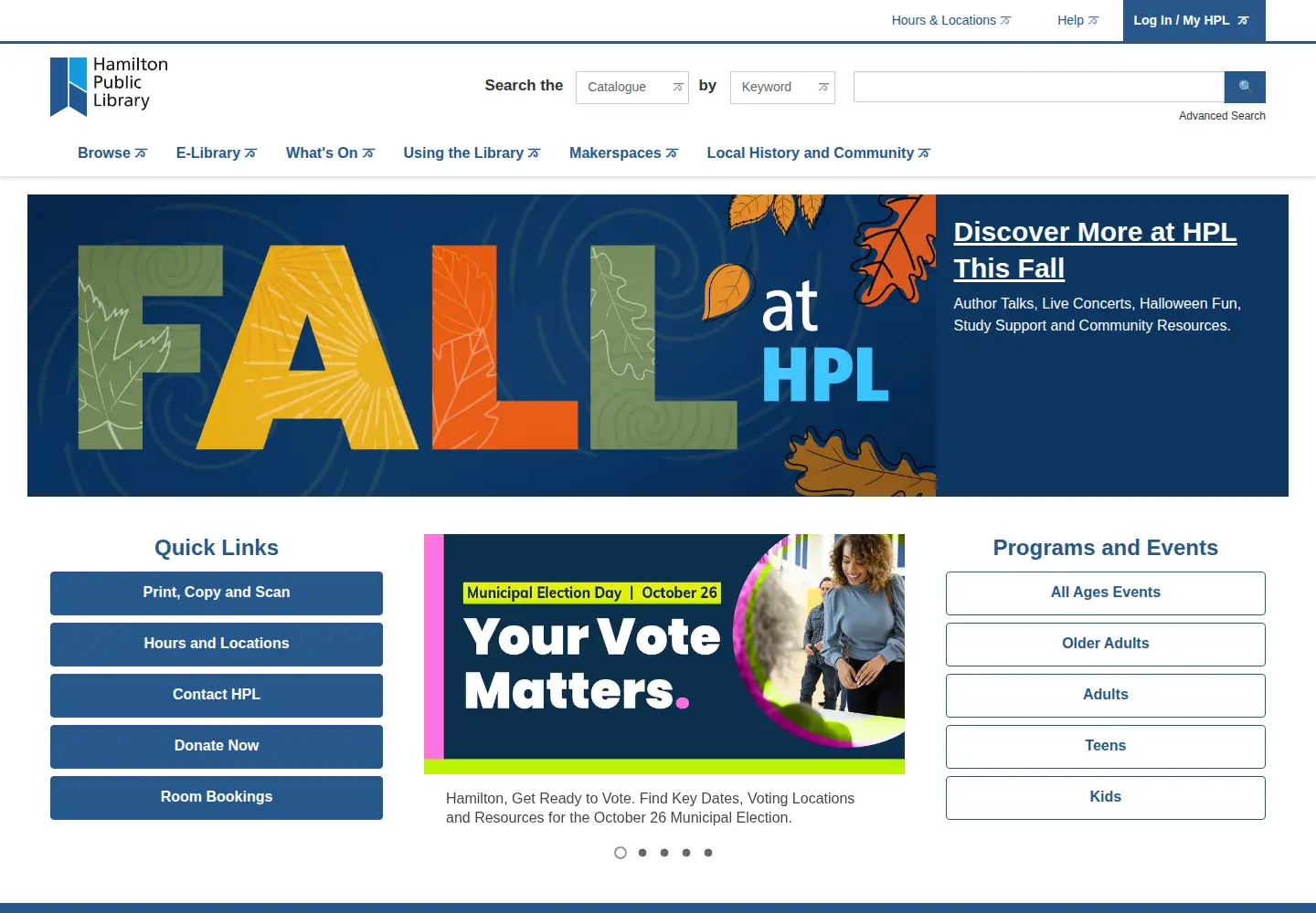 Screenshot of hpl.ca