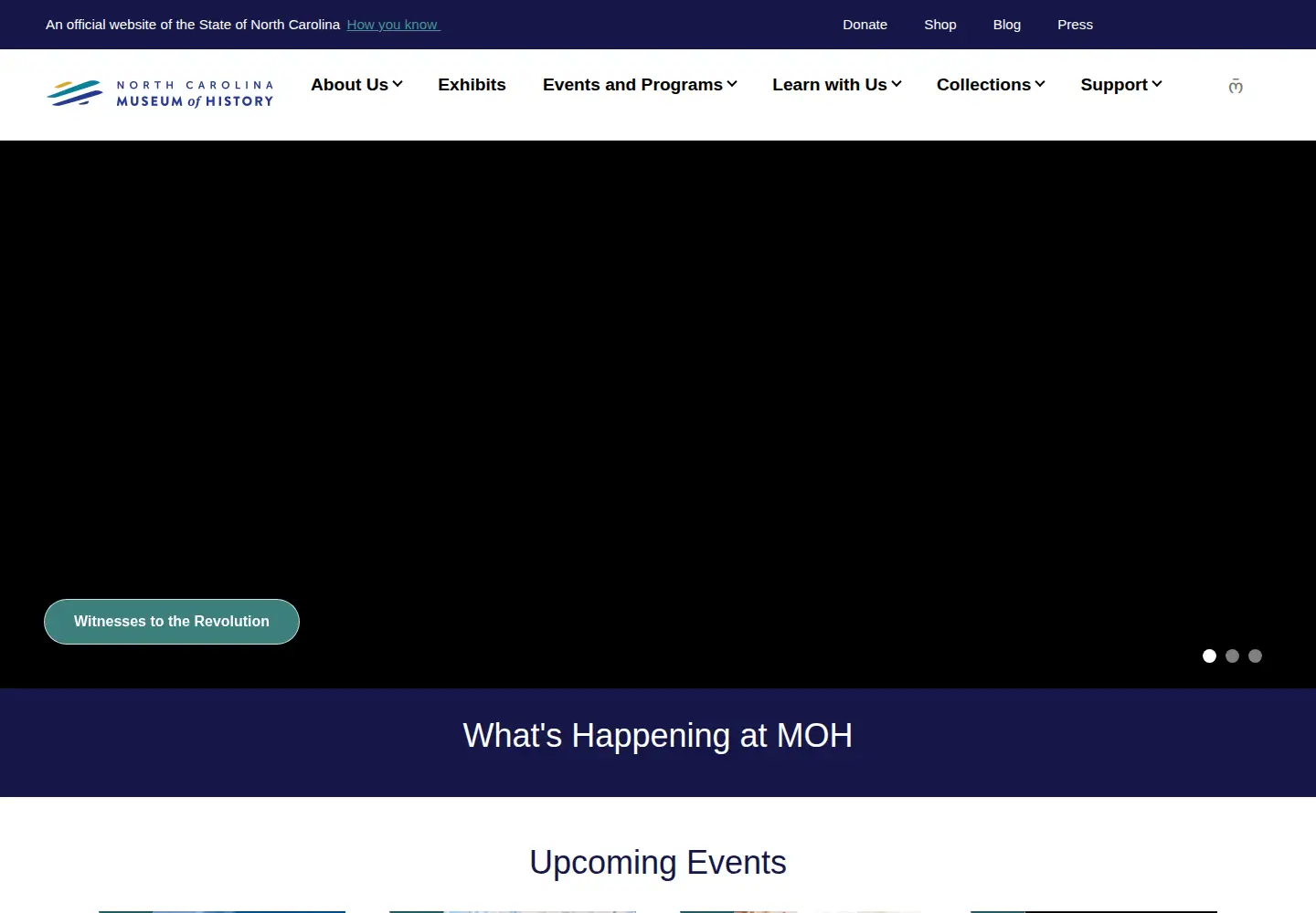 Screenshot of ncmuseumofhistory.org