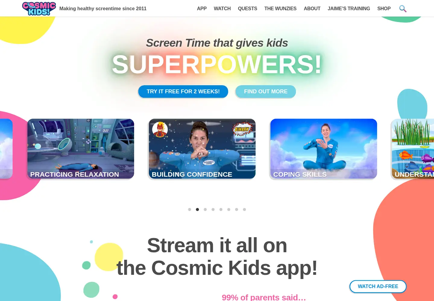 Screenshot of cosmickids.com