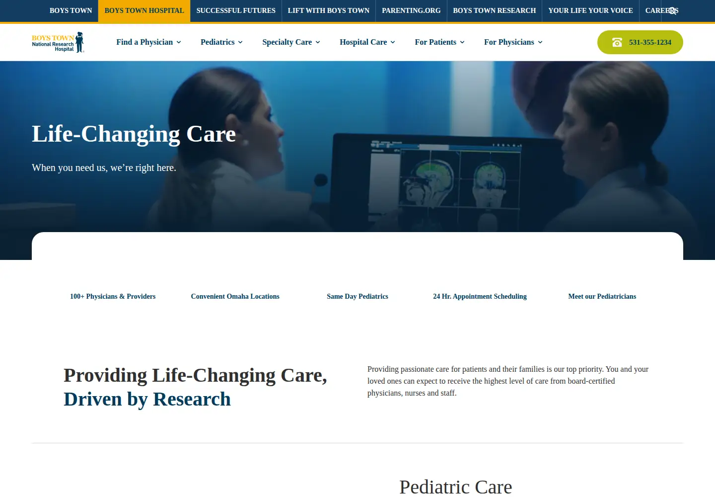 Screenshot of boystownhospital.org