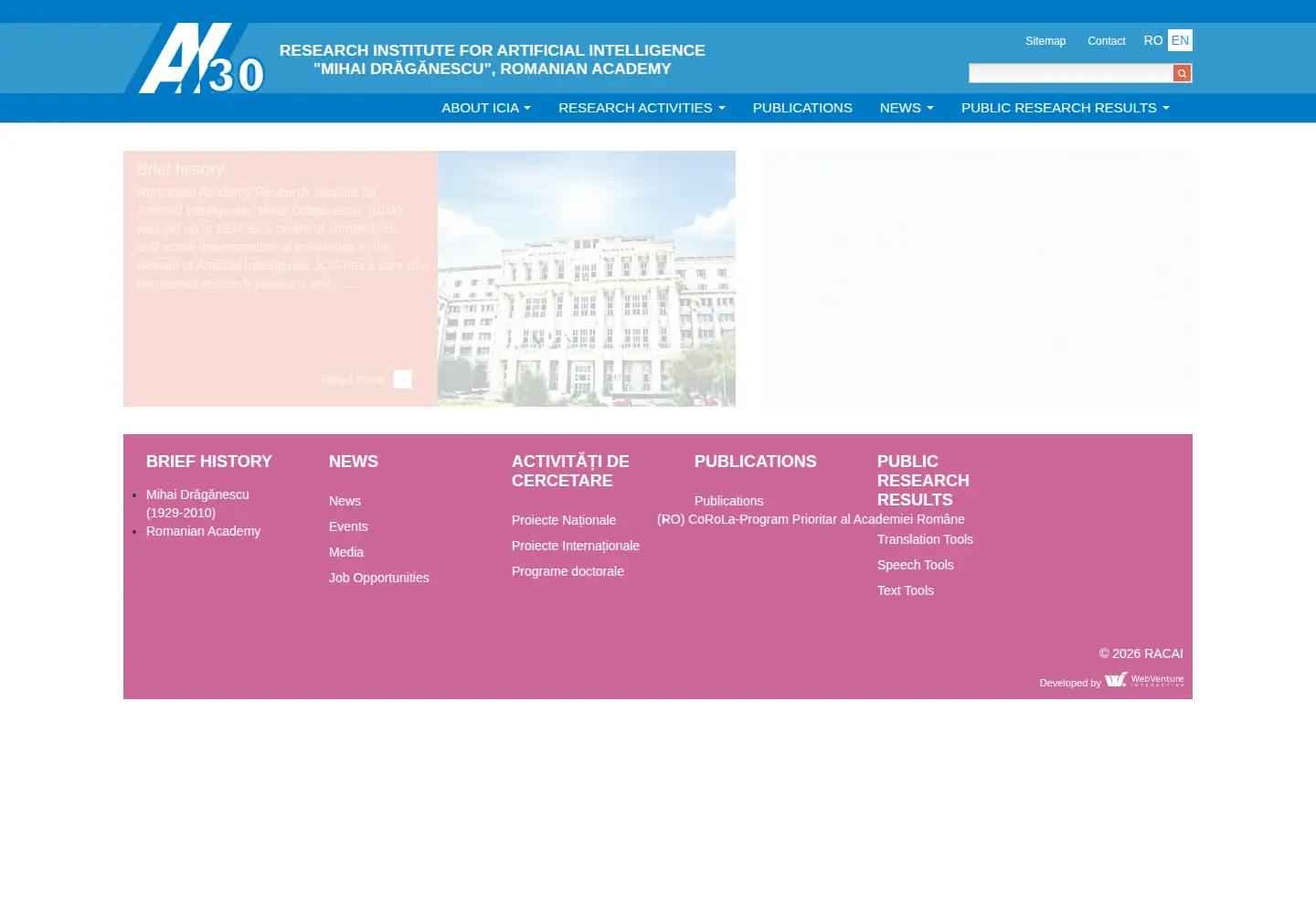 Screenshot of racai.ro