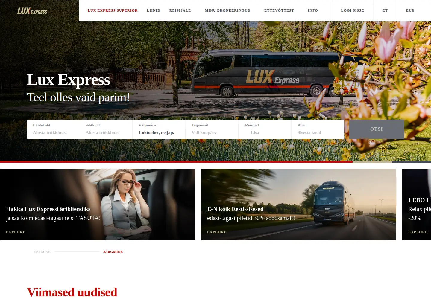 Screenshot of luxexpress.eu