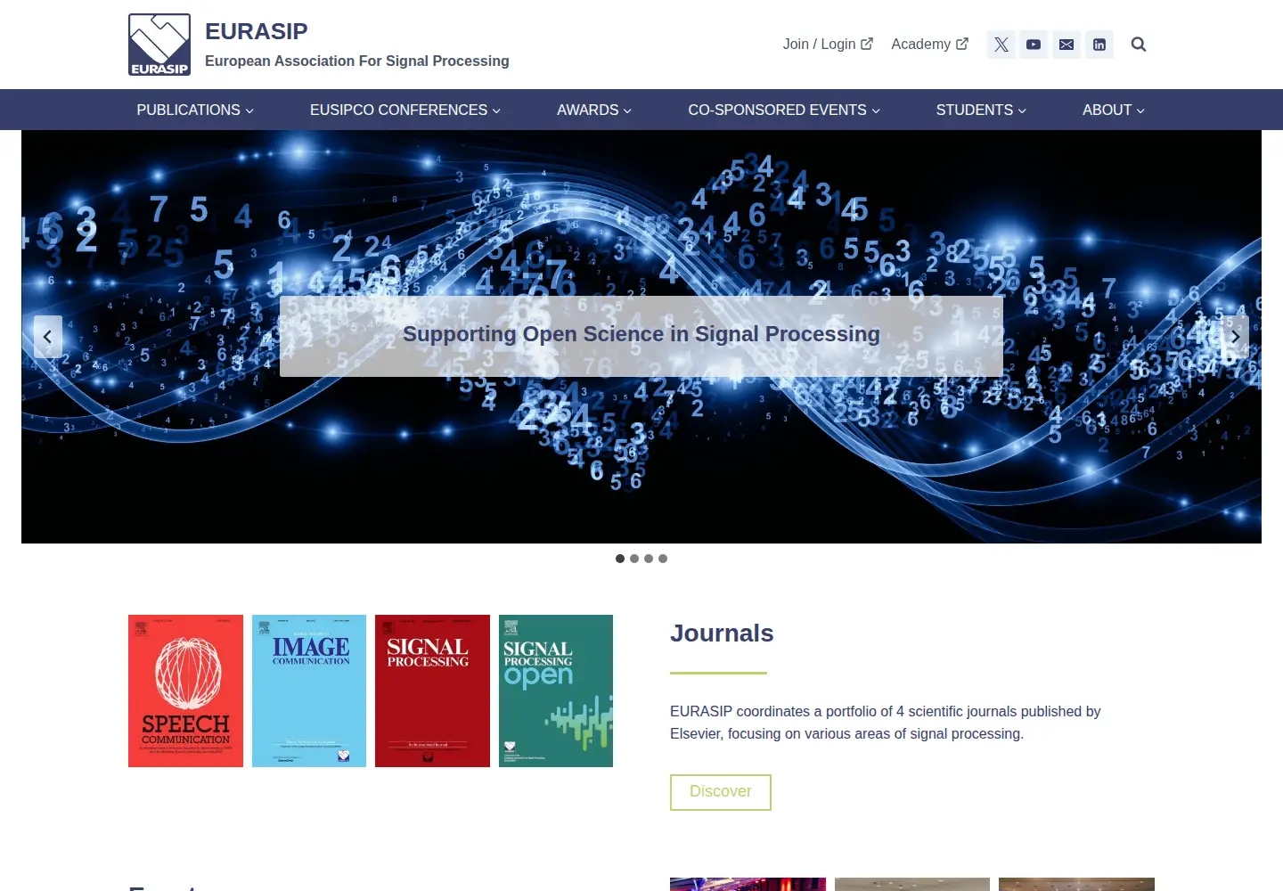 Screenshot of eurasip.org