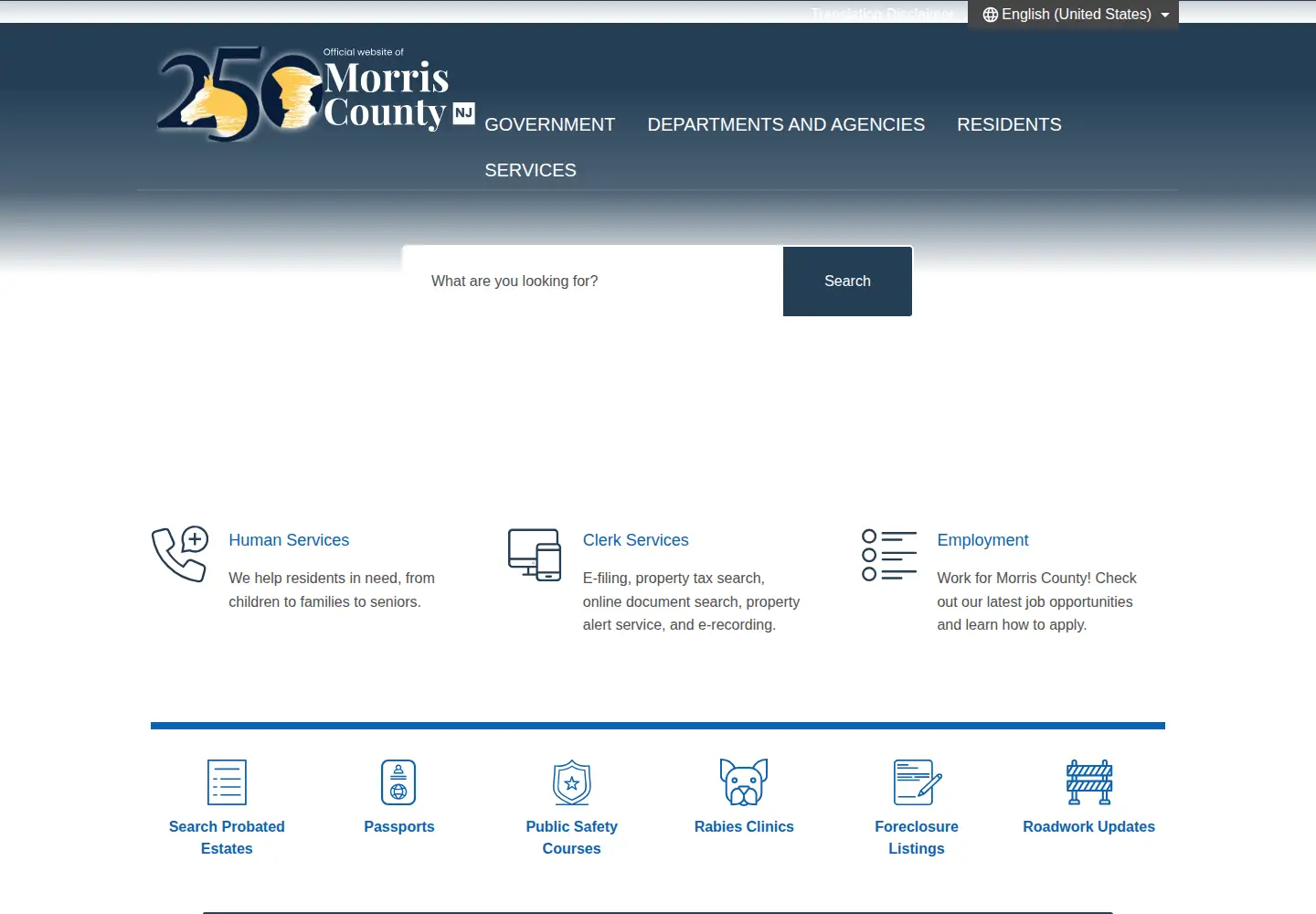 Screenshot of morriscountynj.gov
