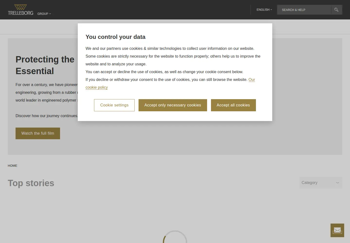 Screenshot of trelleborg.com