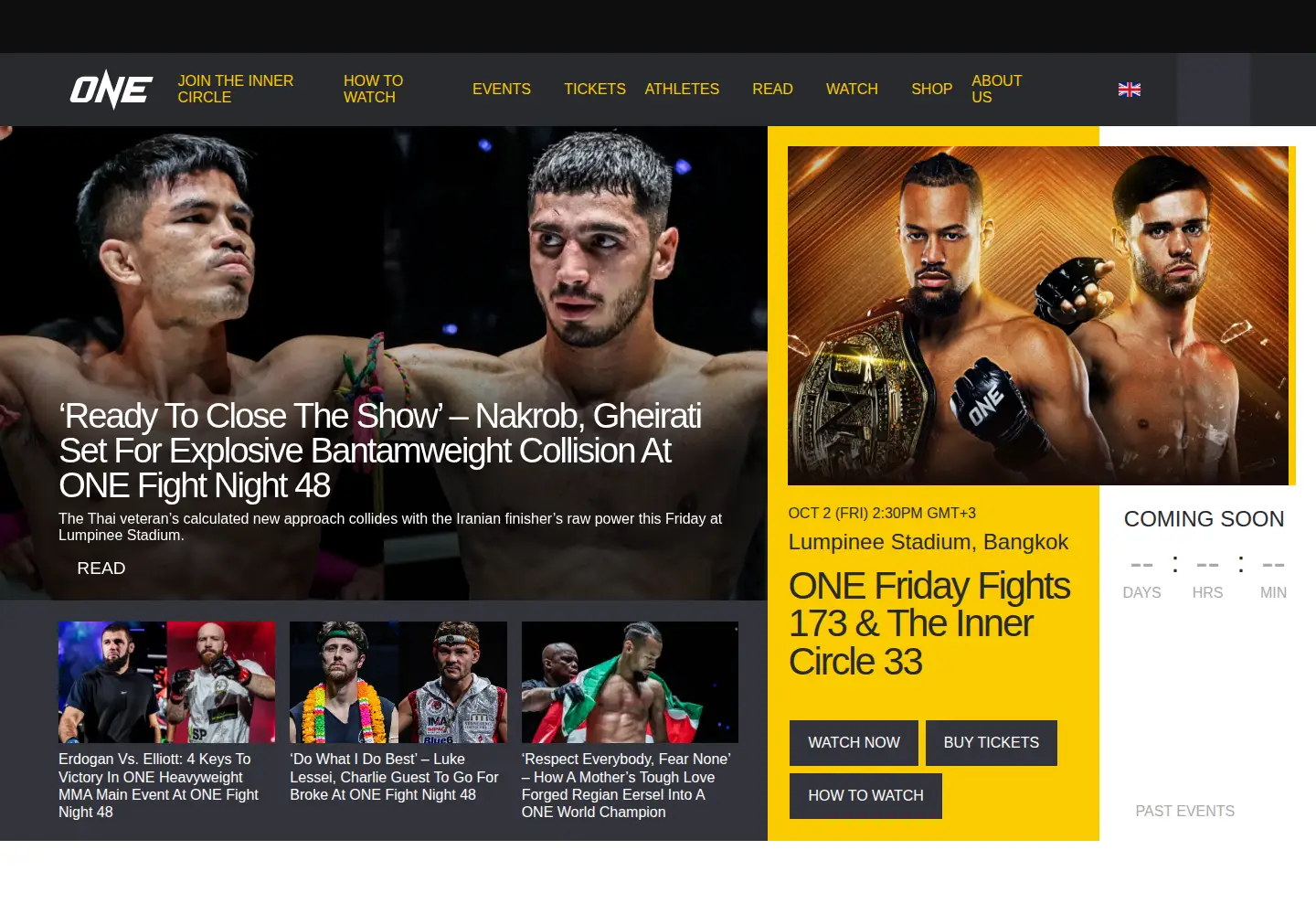 Screenshot of onefc.com