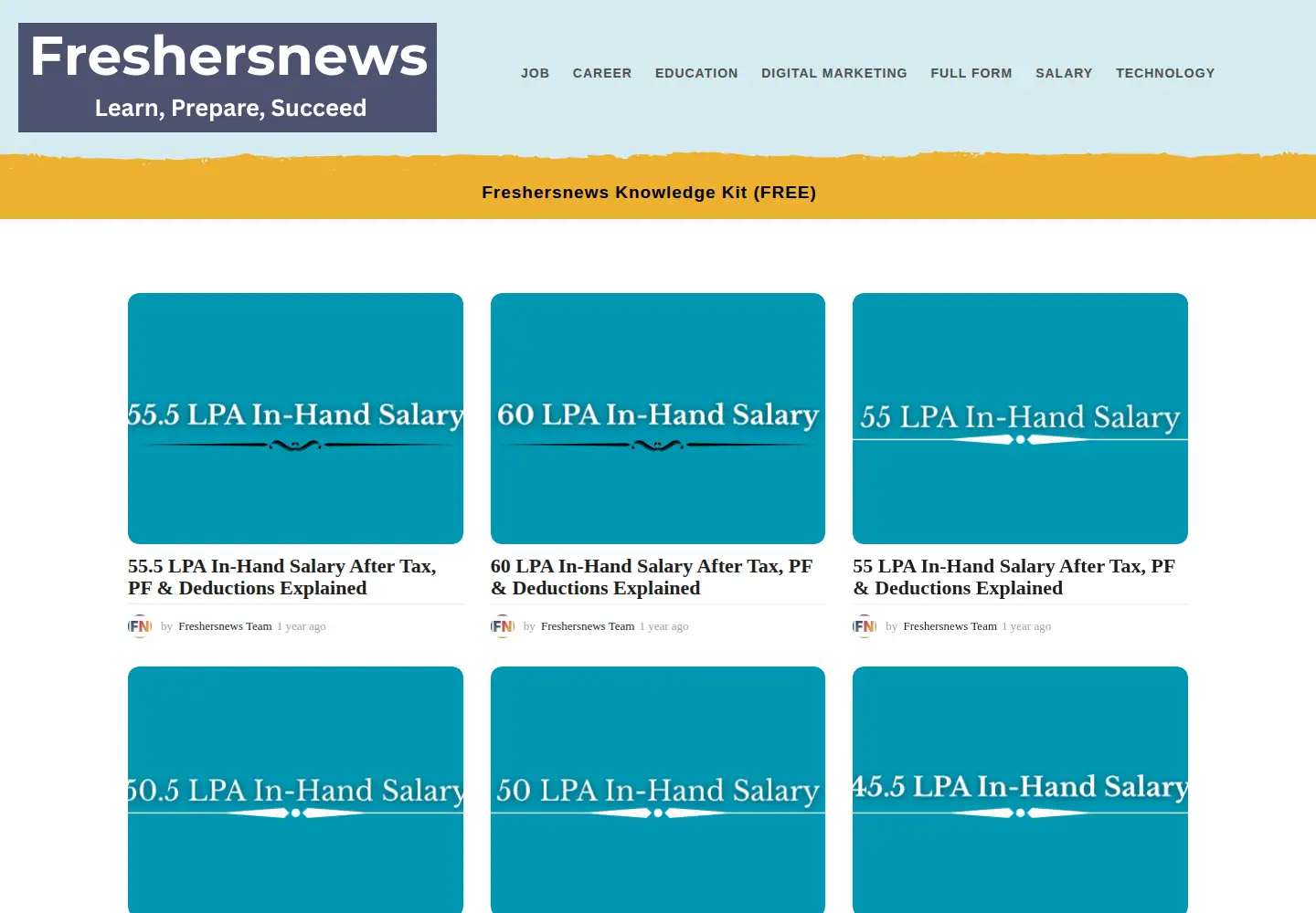 Screenshot of freshersnews.co.in
