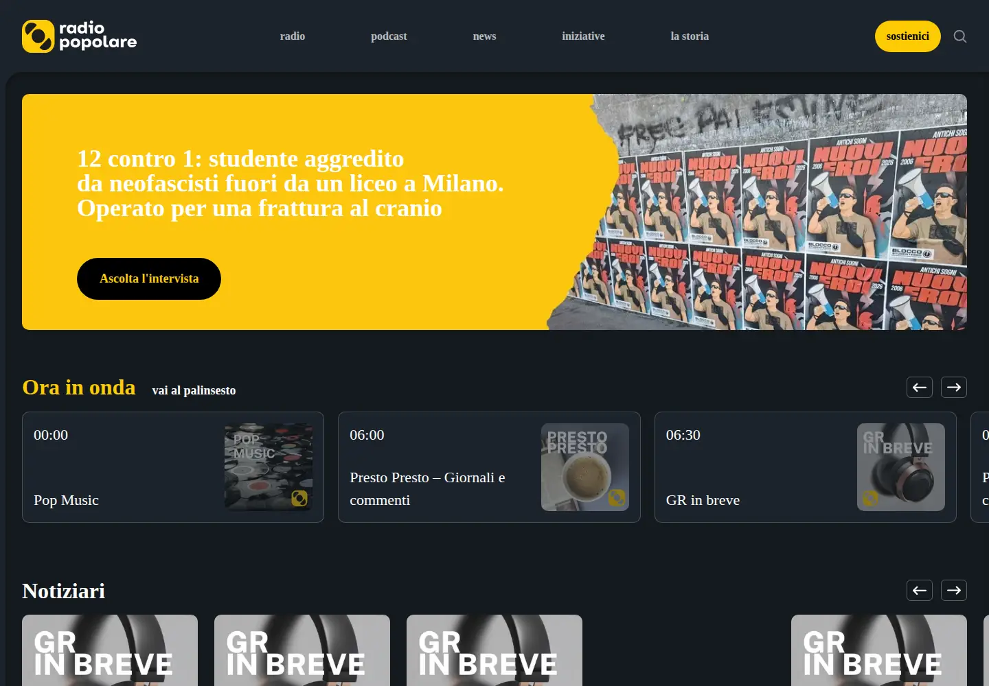 Screenshot of radiopopolare.it