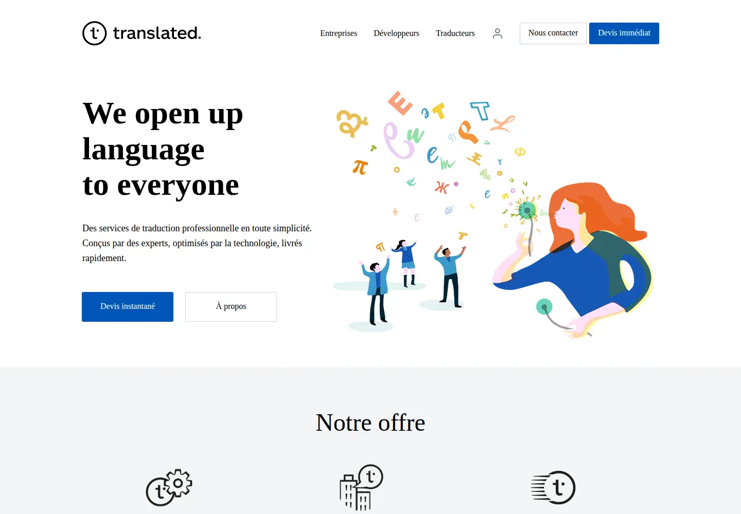 Screenshot of translated.com