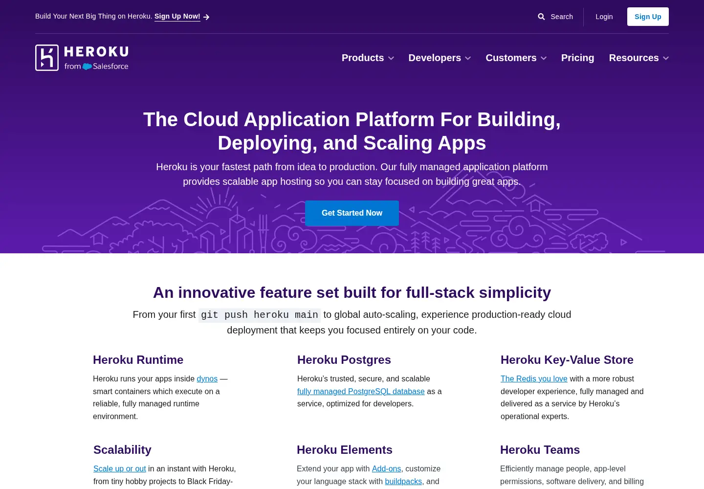 Screenshot of heroku.com