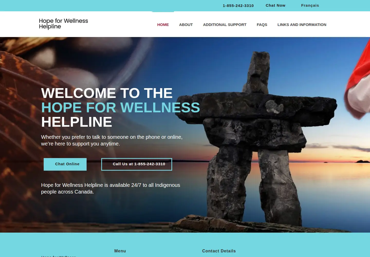 Screenshot of hopeforwellness.ca
