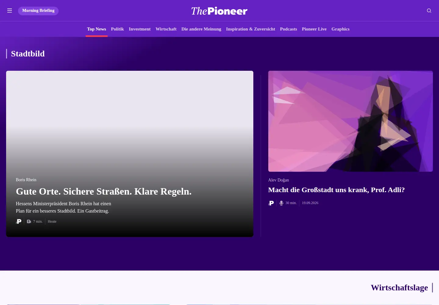 Screenshot of thepioneer.de