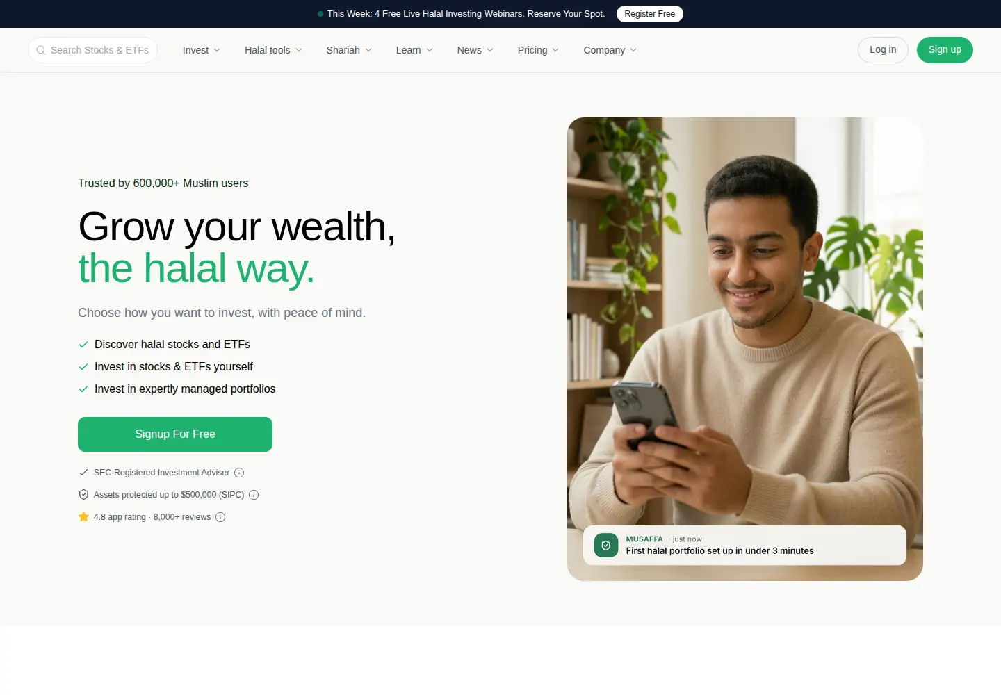 Screenshot of musaffa.com