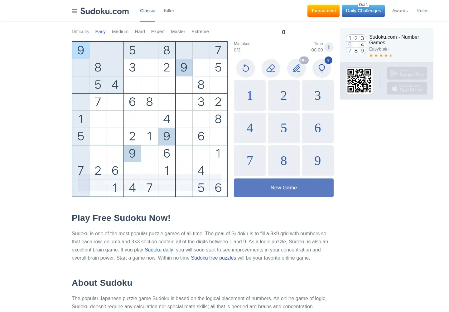 Screenshot of sudoku.com