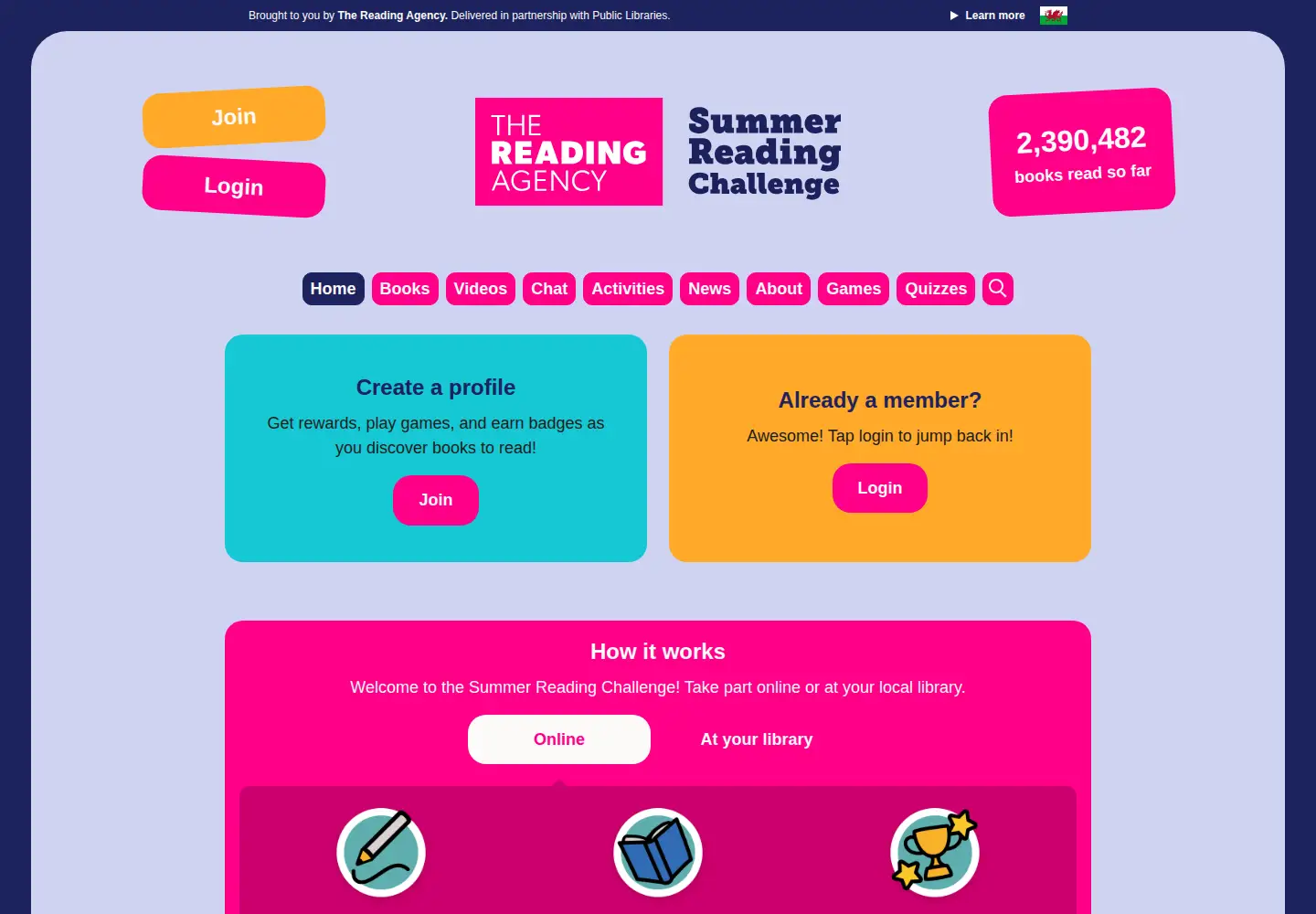 Screenshot of summerreadingchallenge.org.uk
