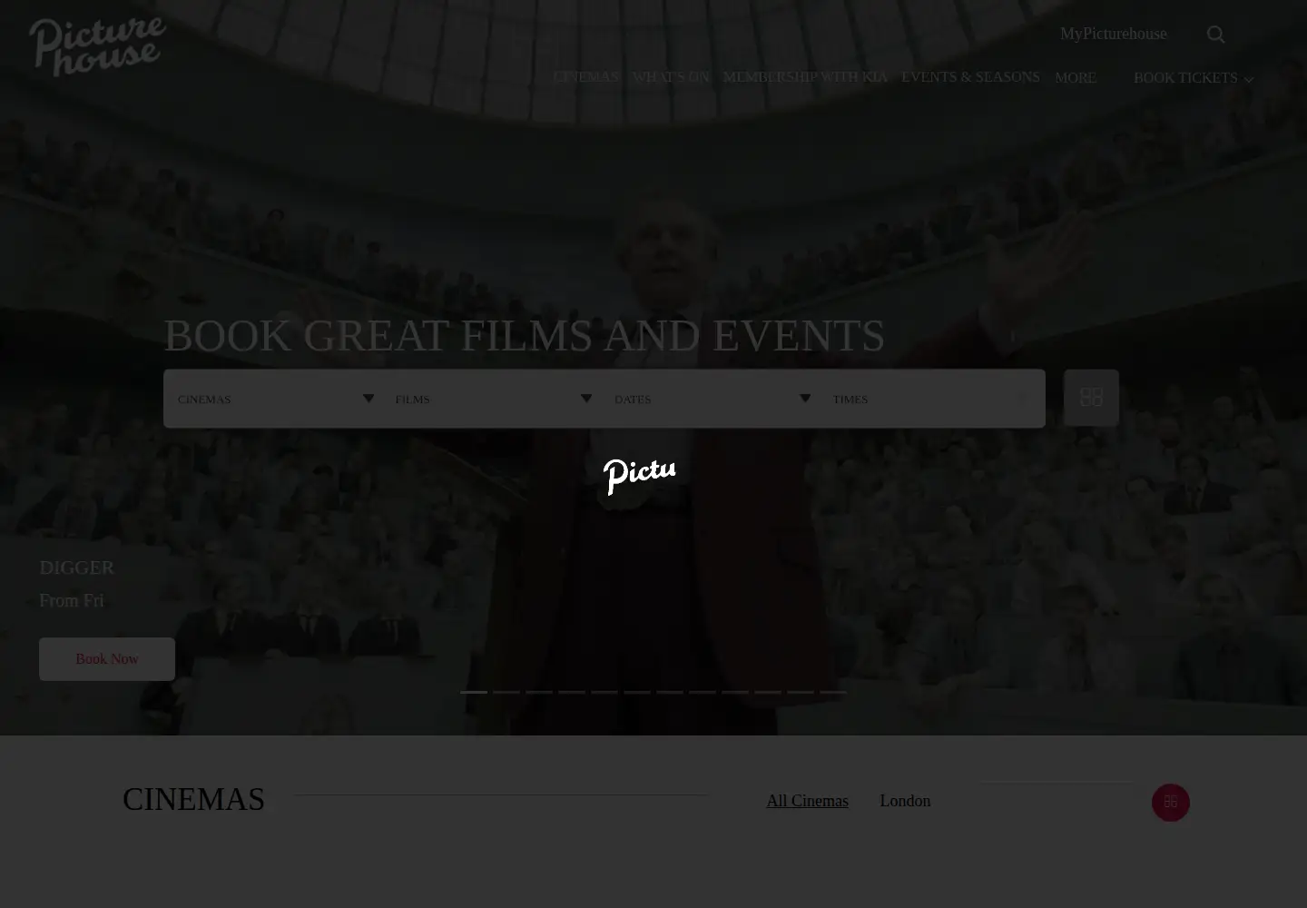 Screenshot of picturehouses.com