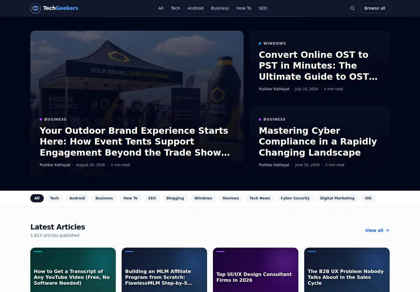 Screenshot of techgeekers.com