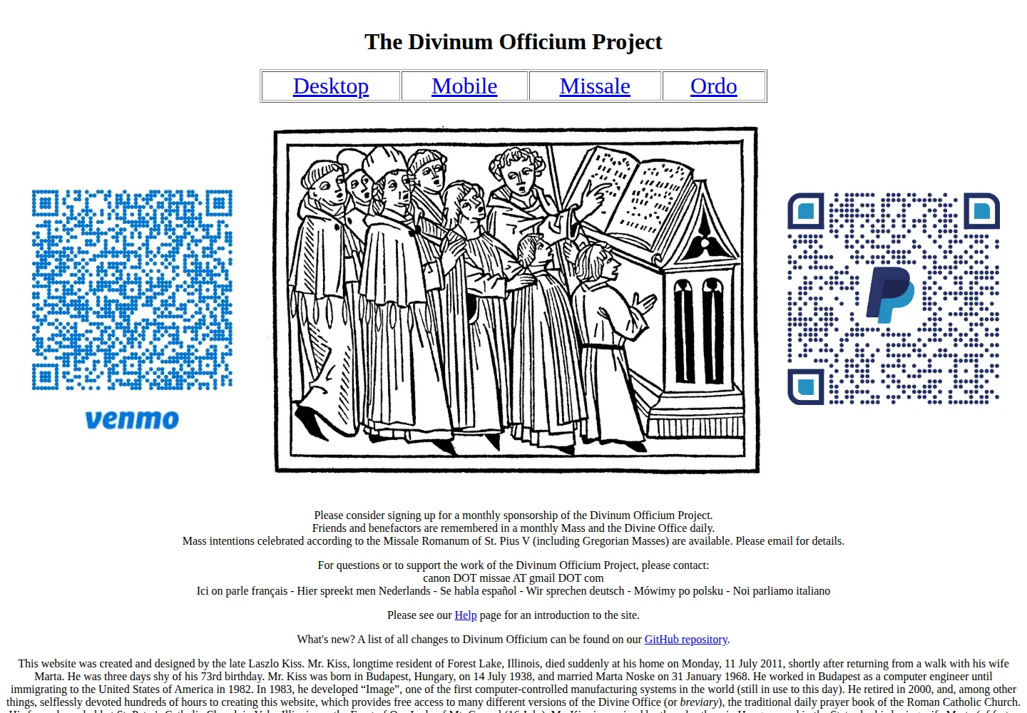 Screenshot of divinumofficium.com
