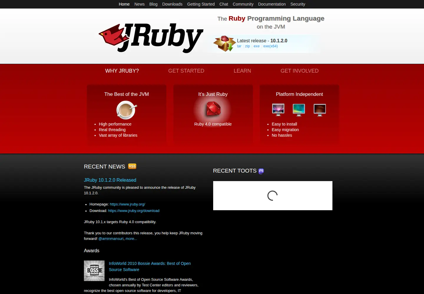 Screenshot of jruby.org