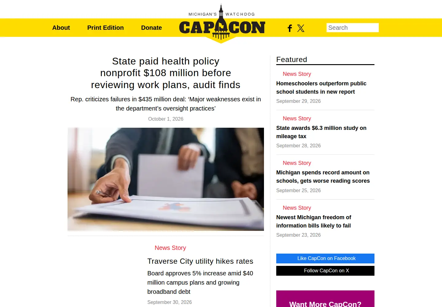 Screenshot of michigancapitolconfidential.com