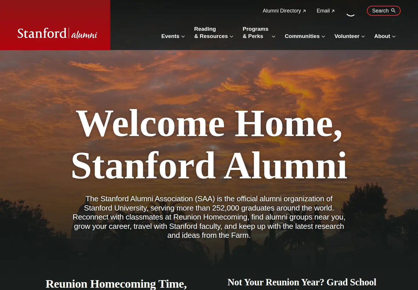 Screenshot of stanfordalumni.org