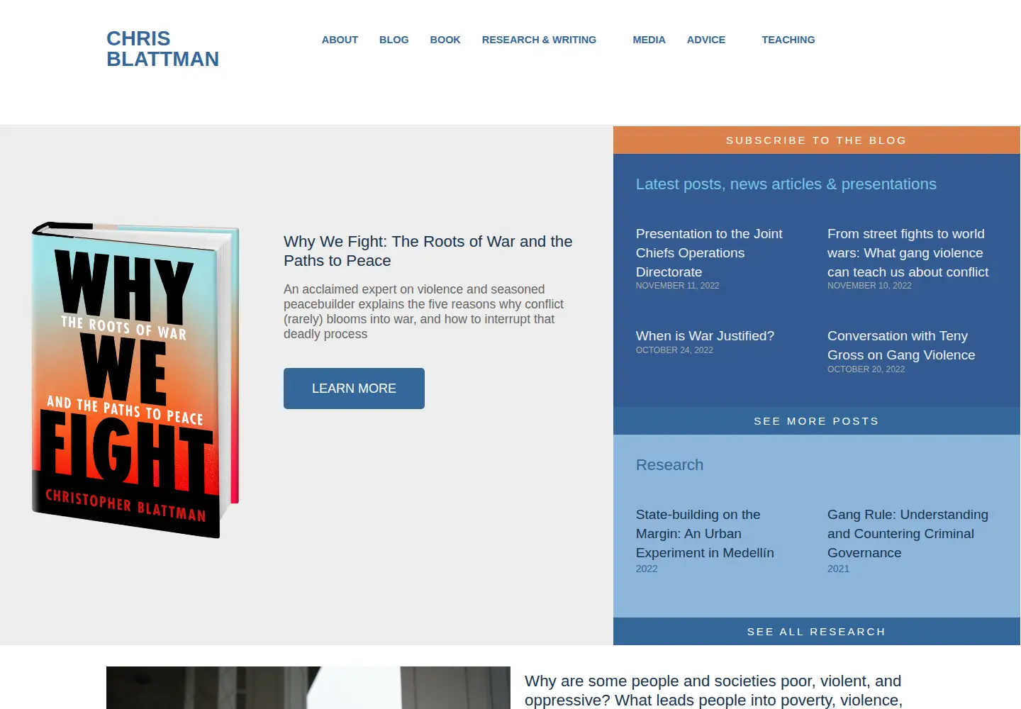 Screenshot of chrisblattman.com
