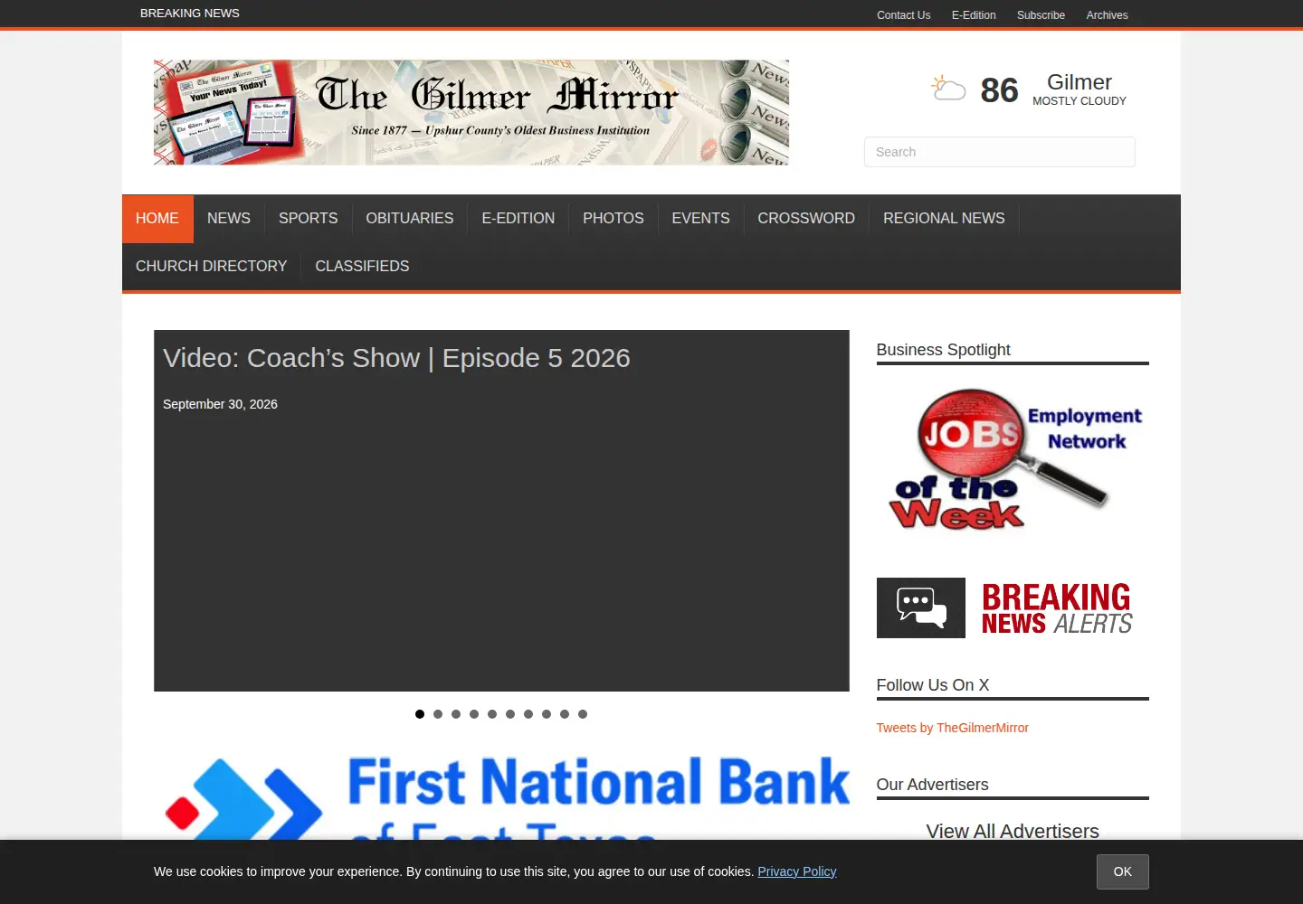 Screenshot of gilmermirror.com