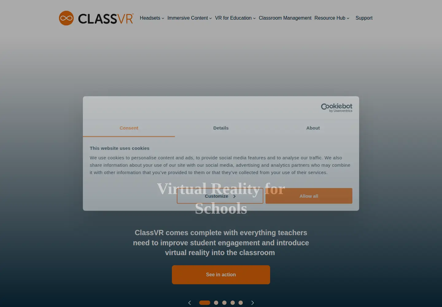Screenshot of classvr.com