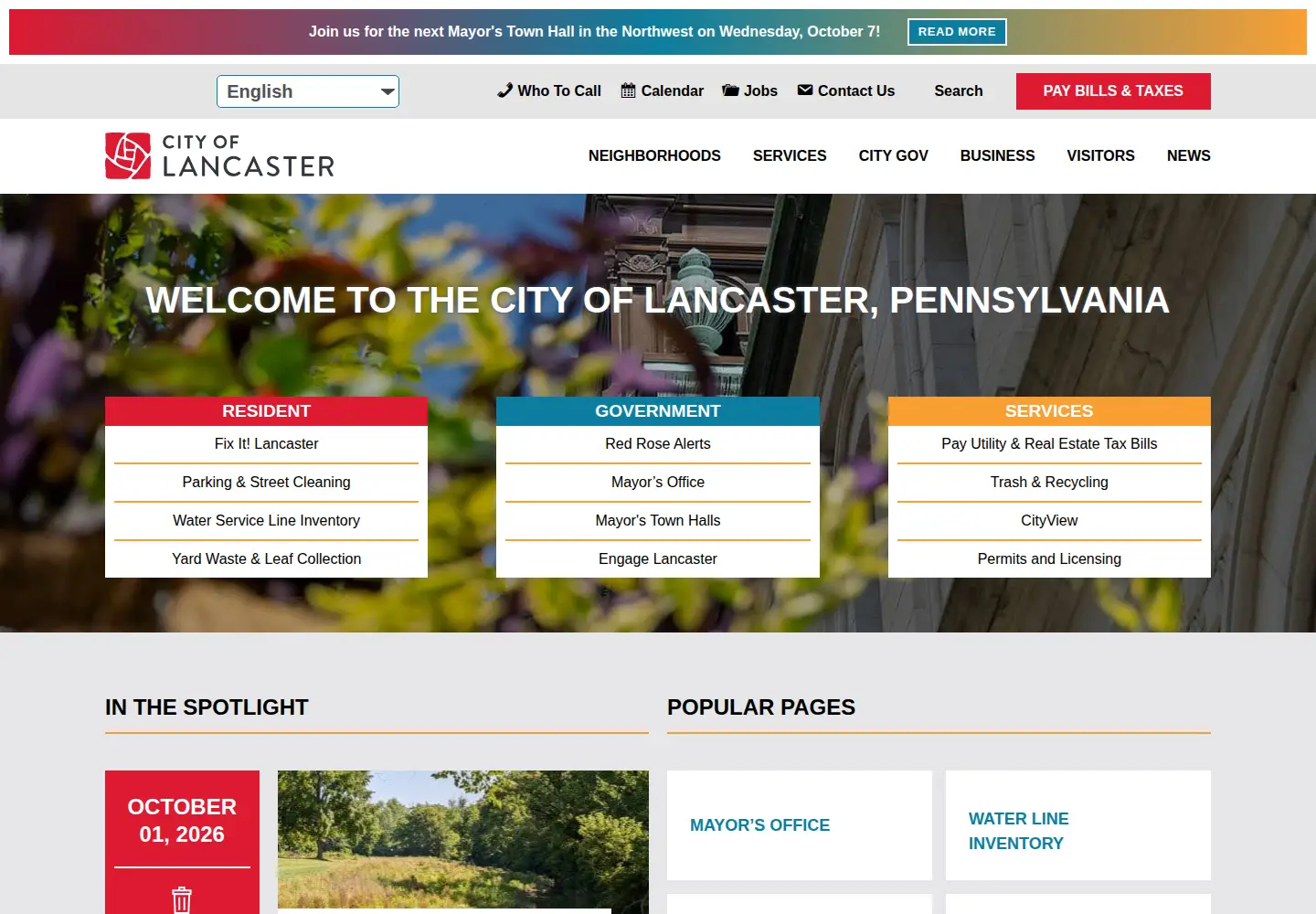 Screenshot of cityoflancasterpa.gov
