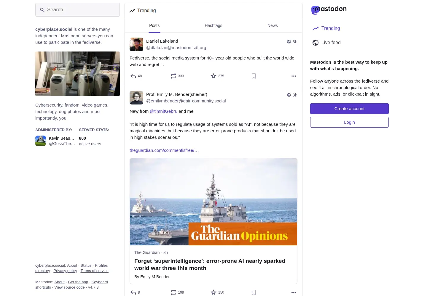 Screenshot of cyberplace.social