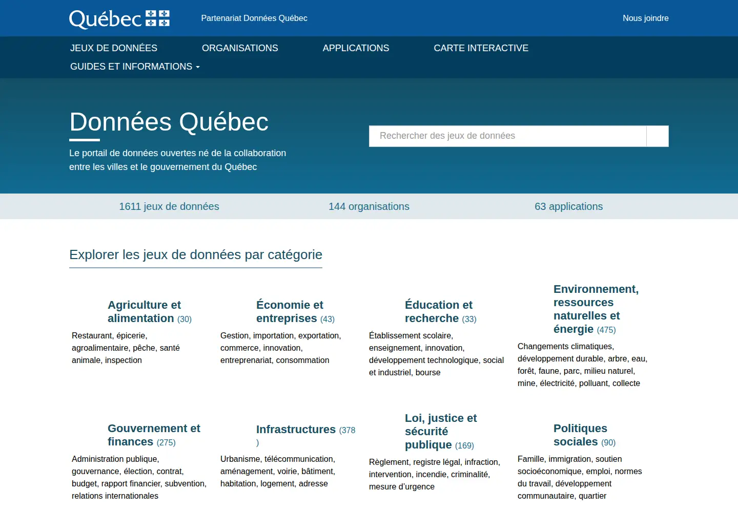 Screenshot of donneesquebec.ca