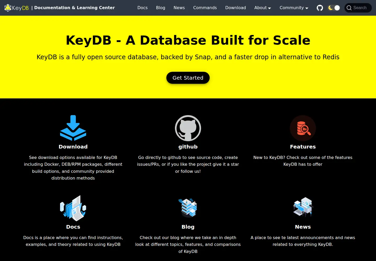 Screenshot of keydb.dev