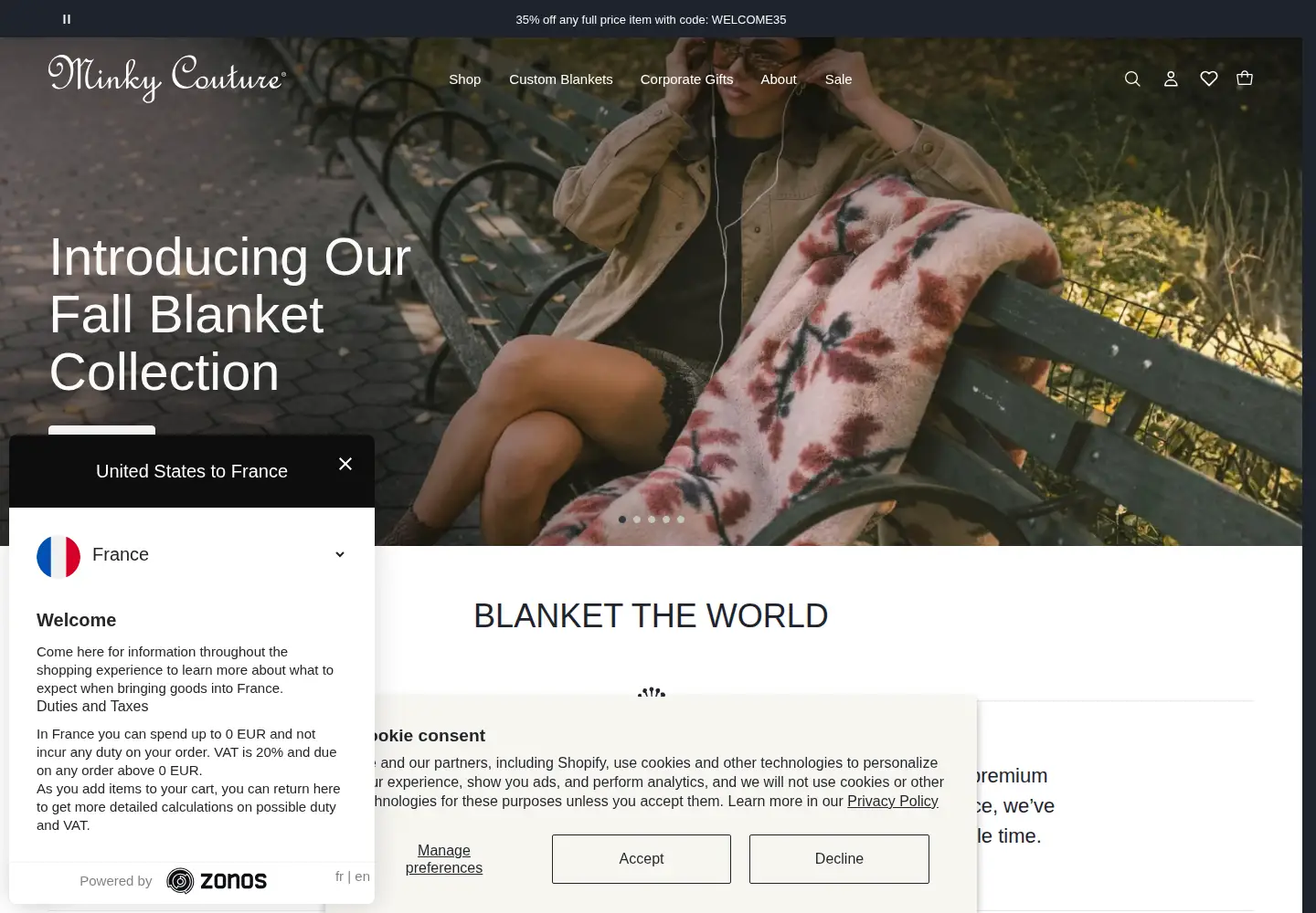 Screenshot of softminkyblankets.com