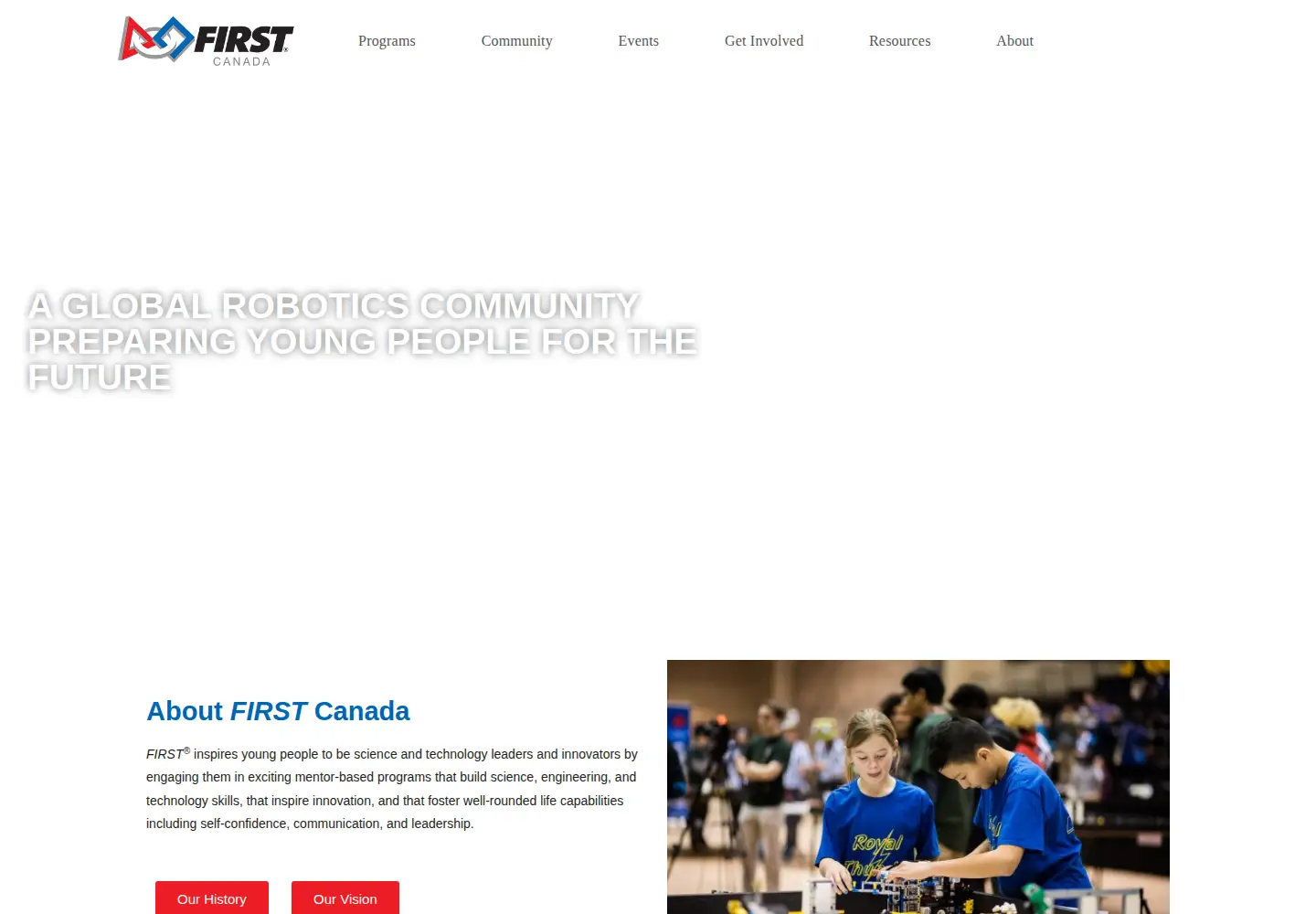 Screenshot of firstroboticscanada.org