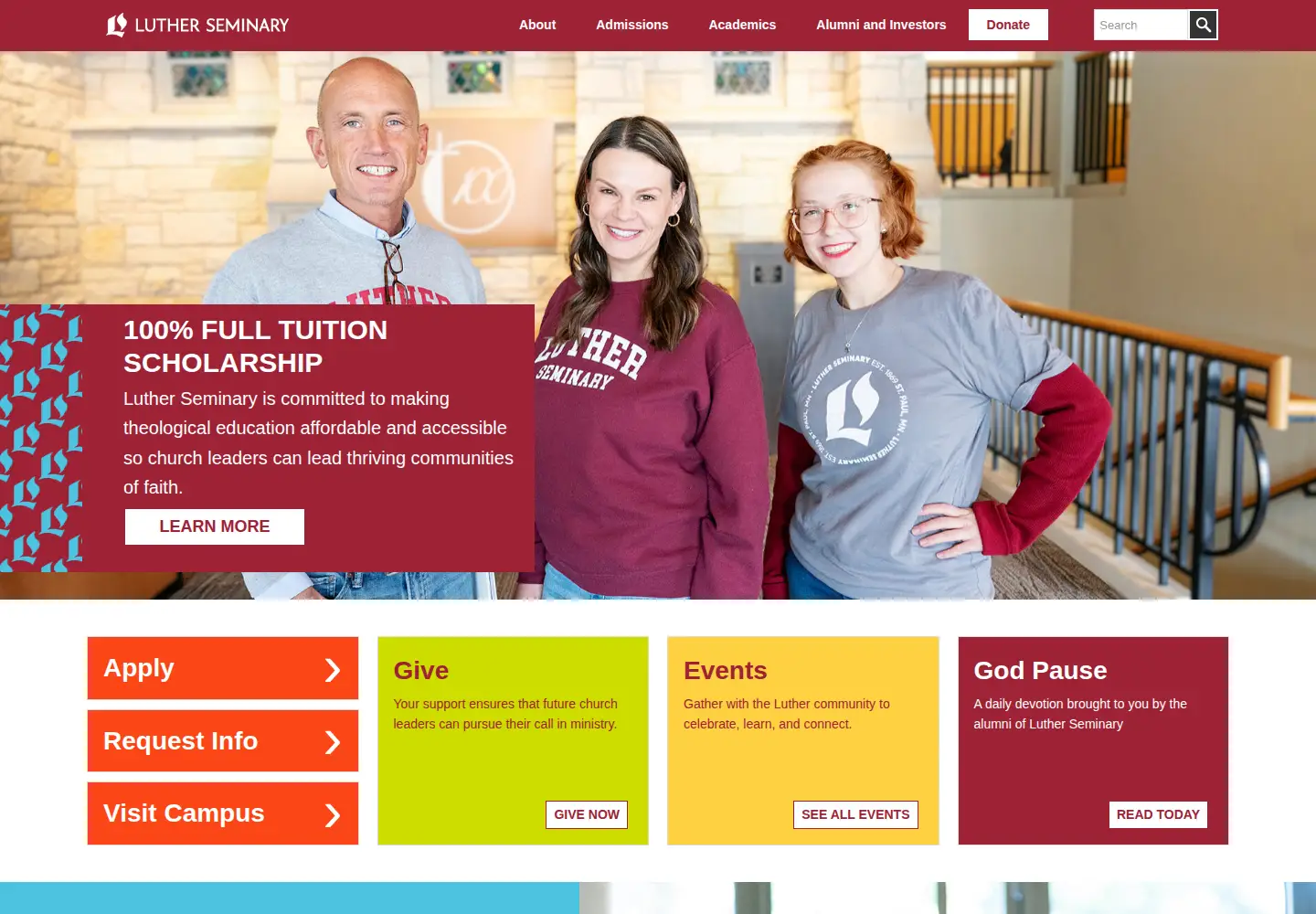 Screenshot of luthersem.edu