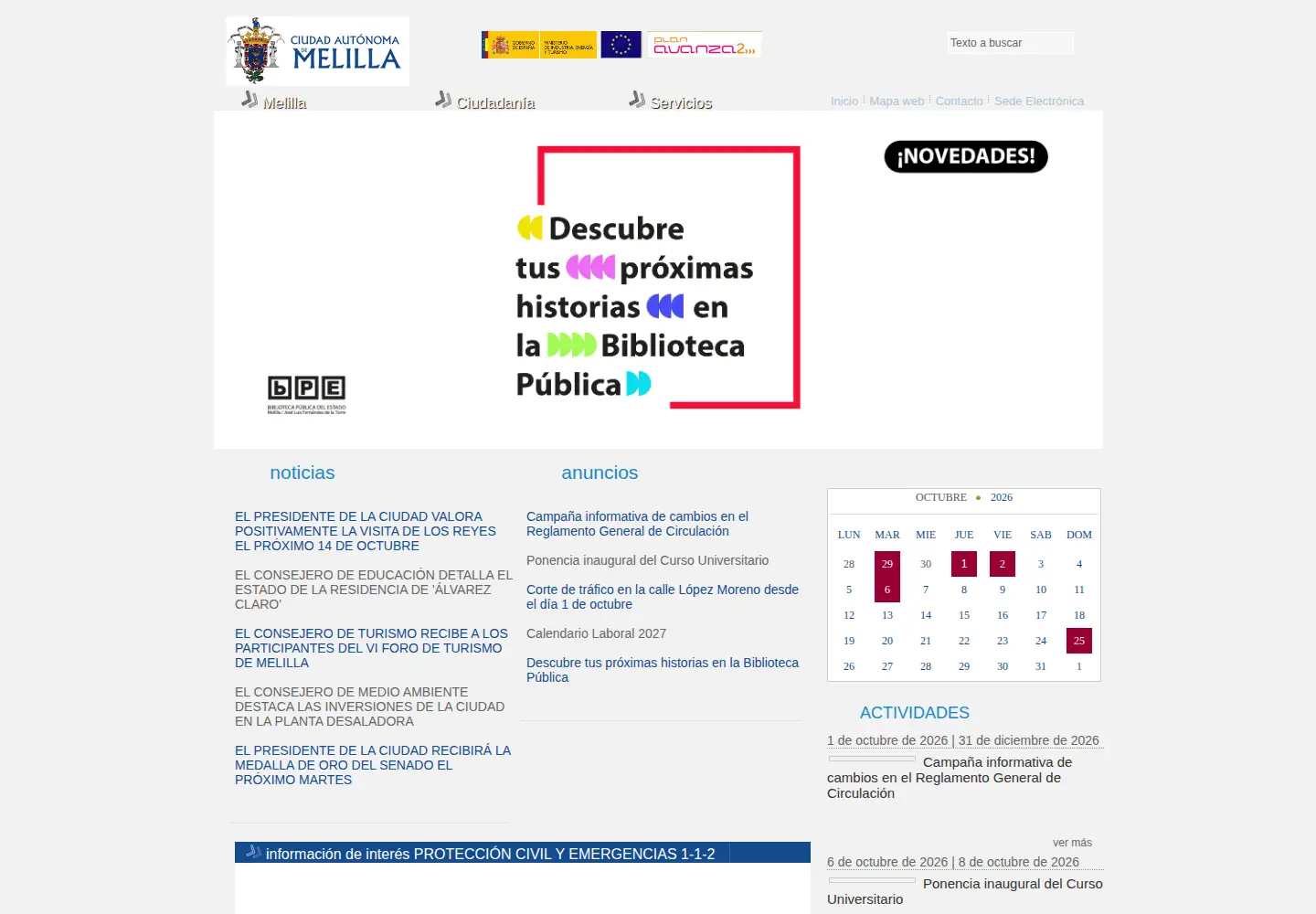 Screenshot of melilla.es