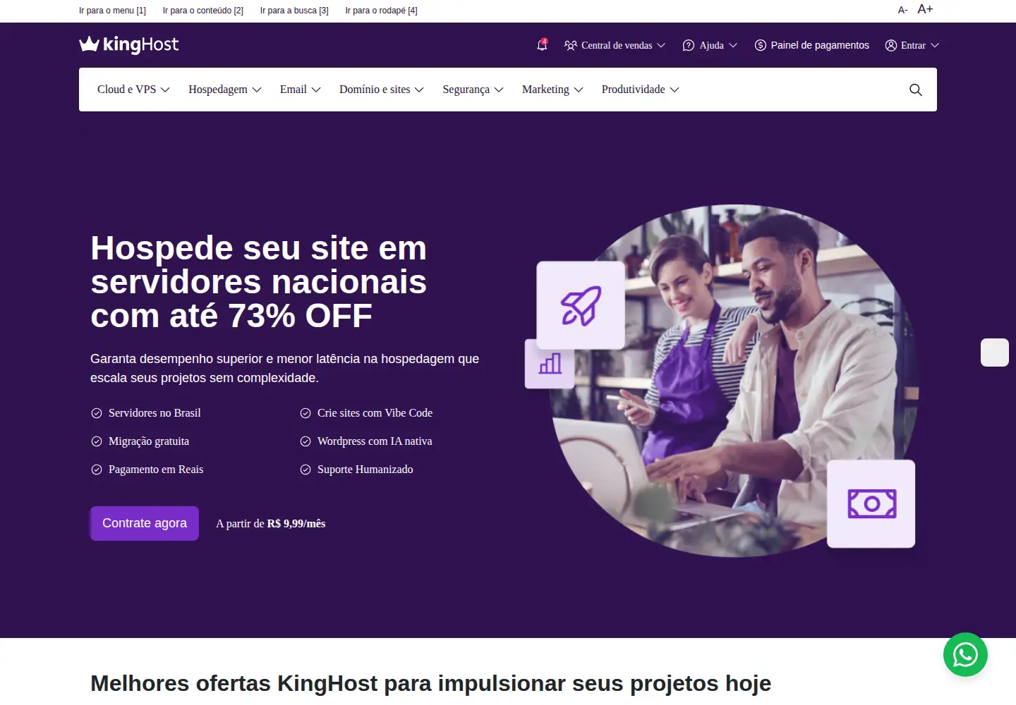 Screenshot of king.host