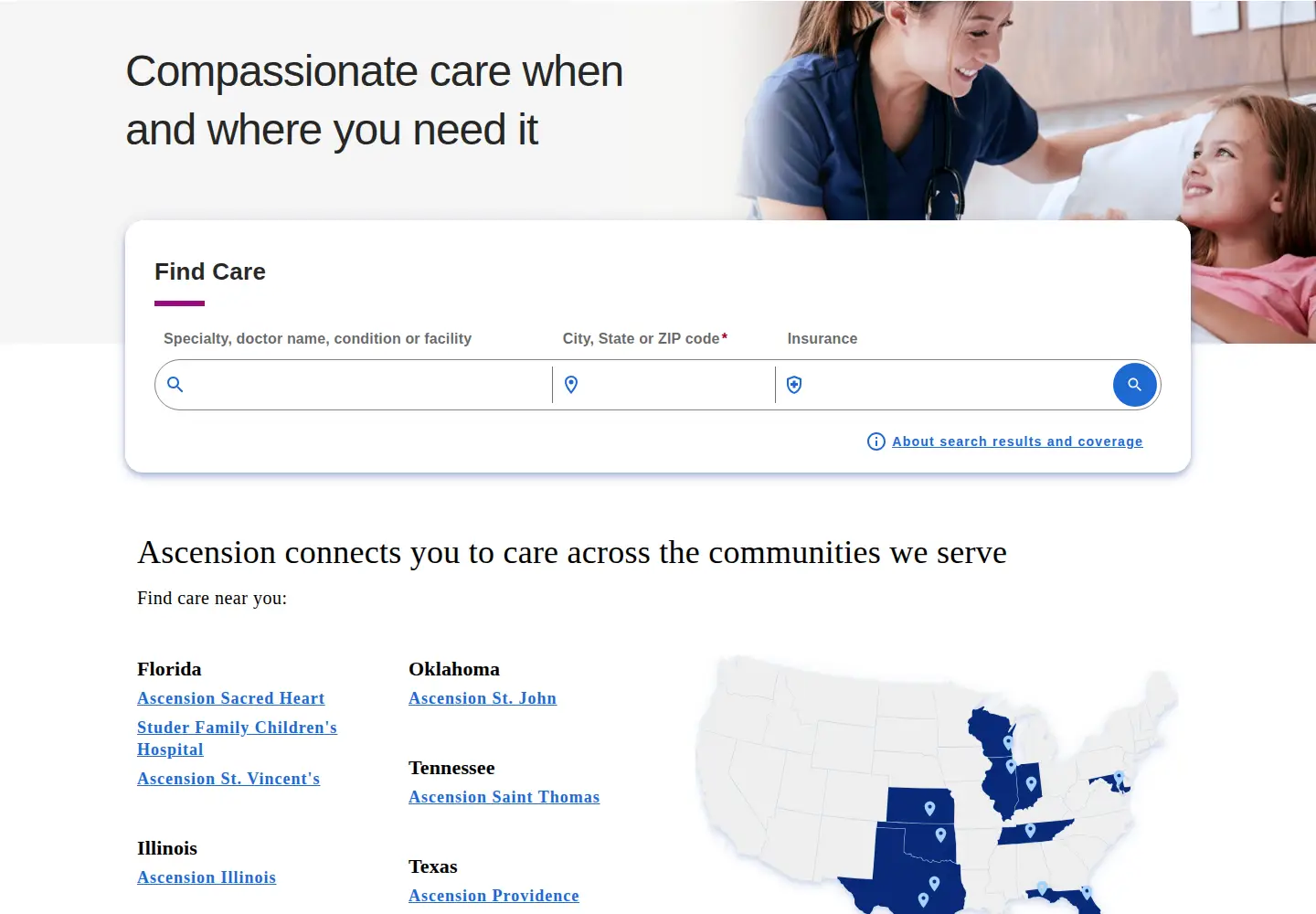 Screenshot of ascension.org